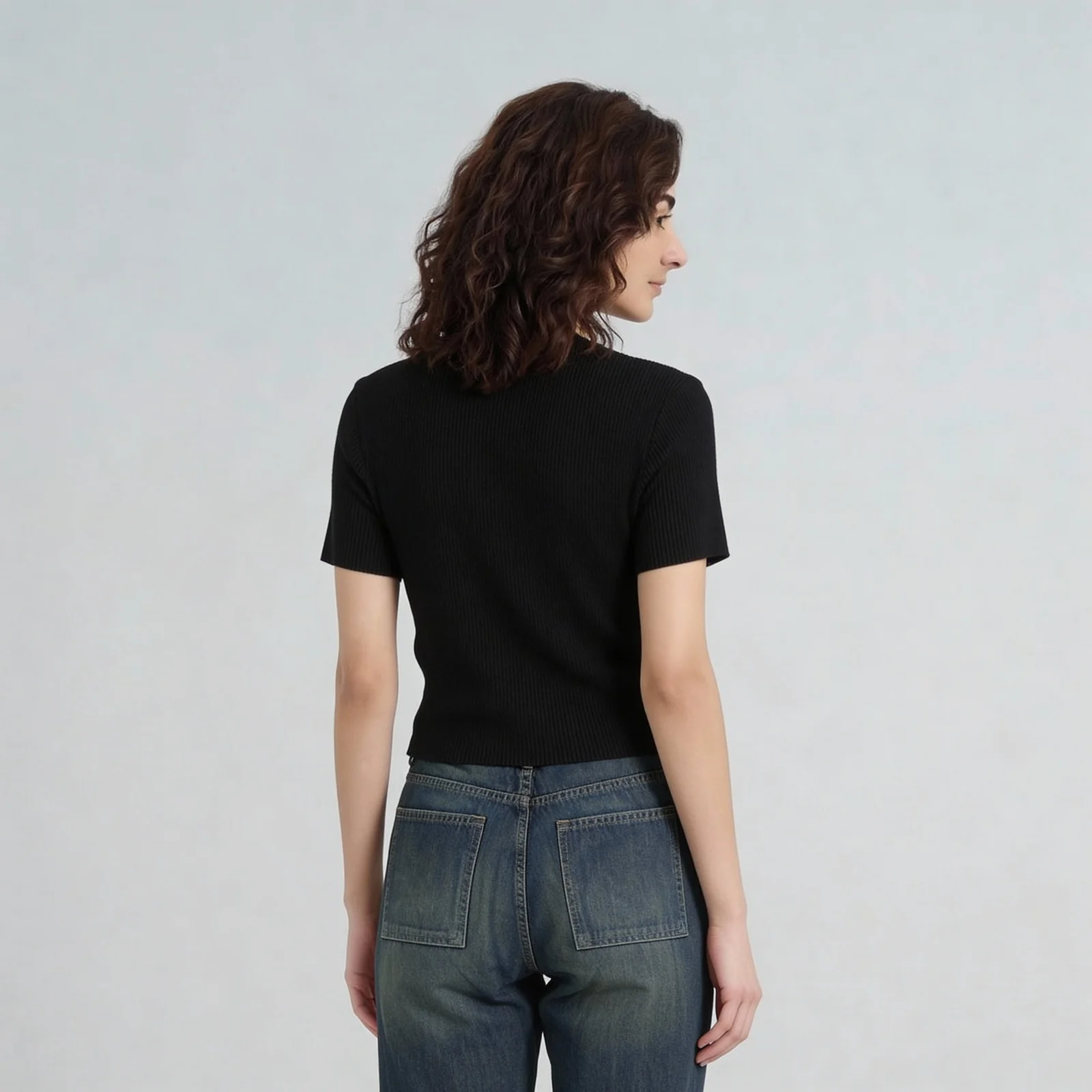 Solid Flat Knit Top - Image 3