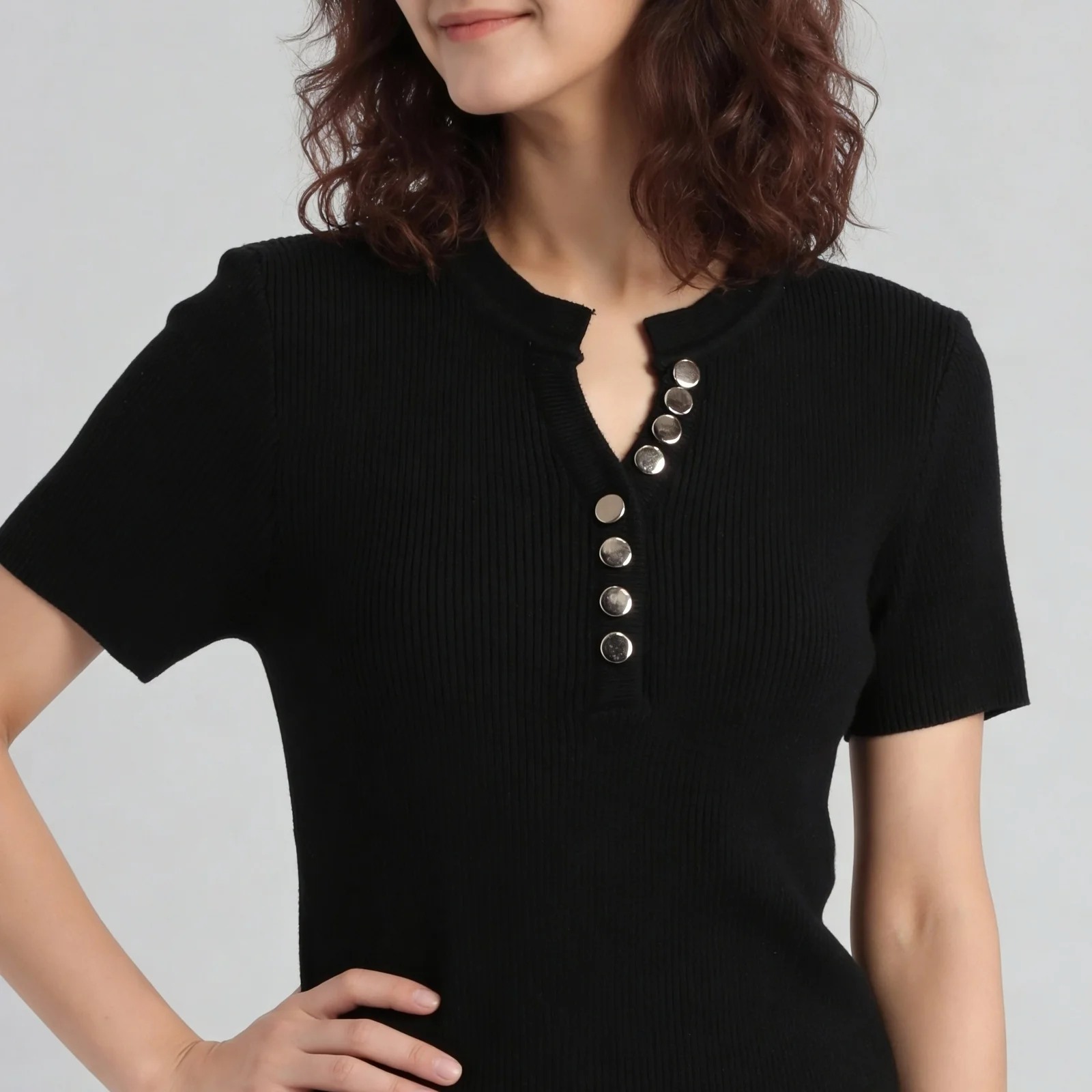 Solid Flat Knit Top - Image 4