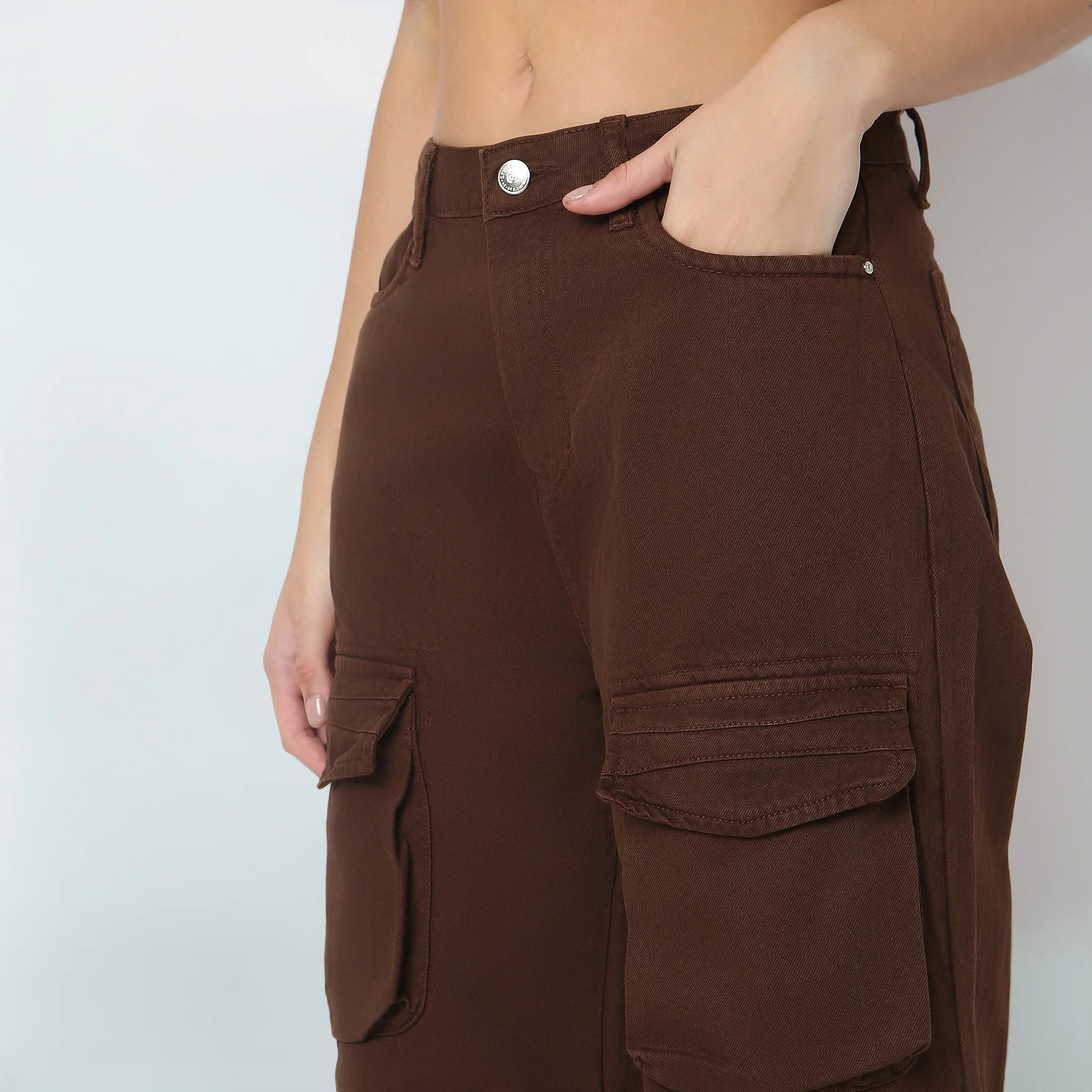 Cargo Fit Full Length High Rise Jeans - Image 4