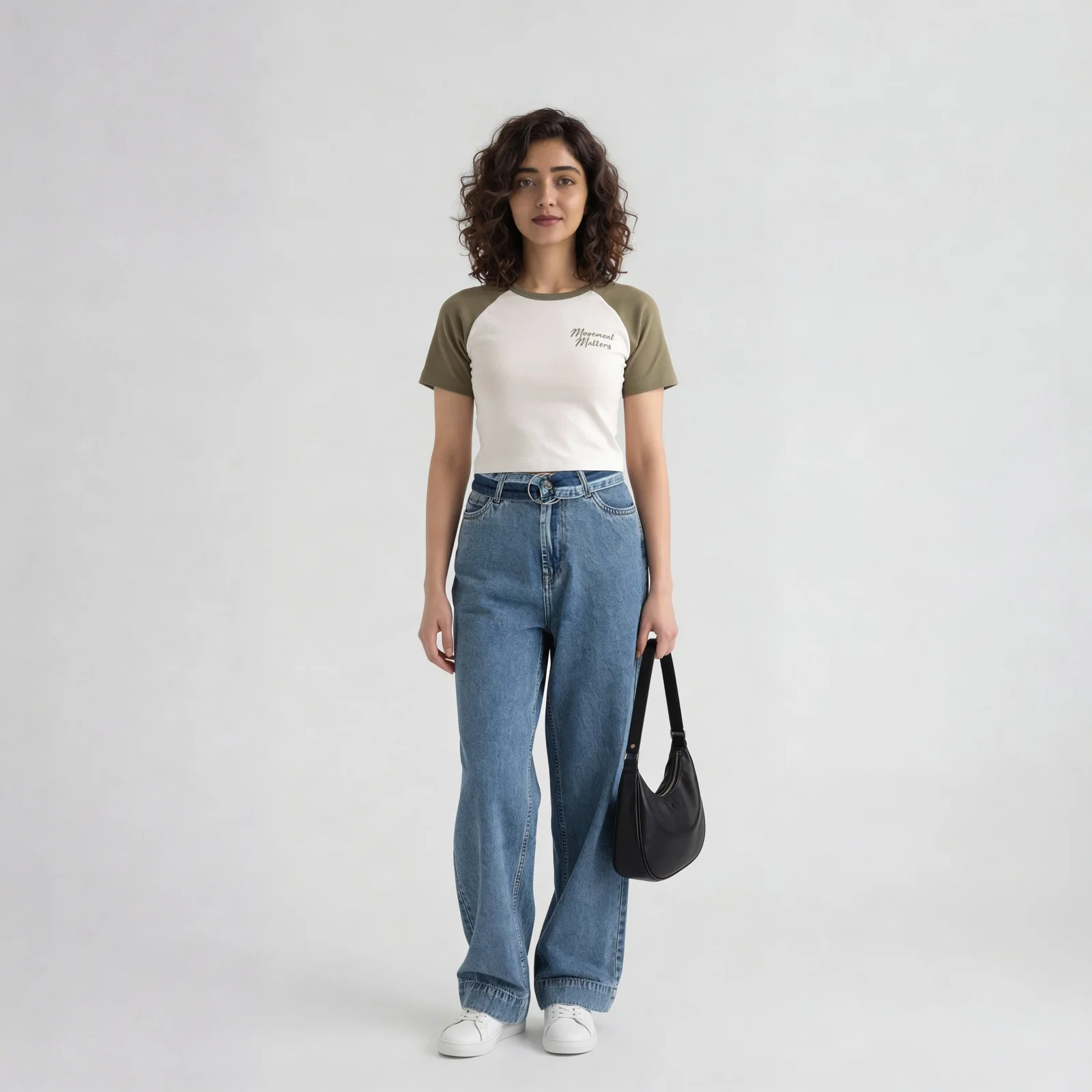 Solid Slim Fit Crop T-Shirt