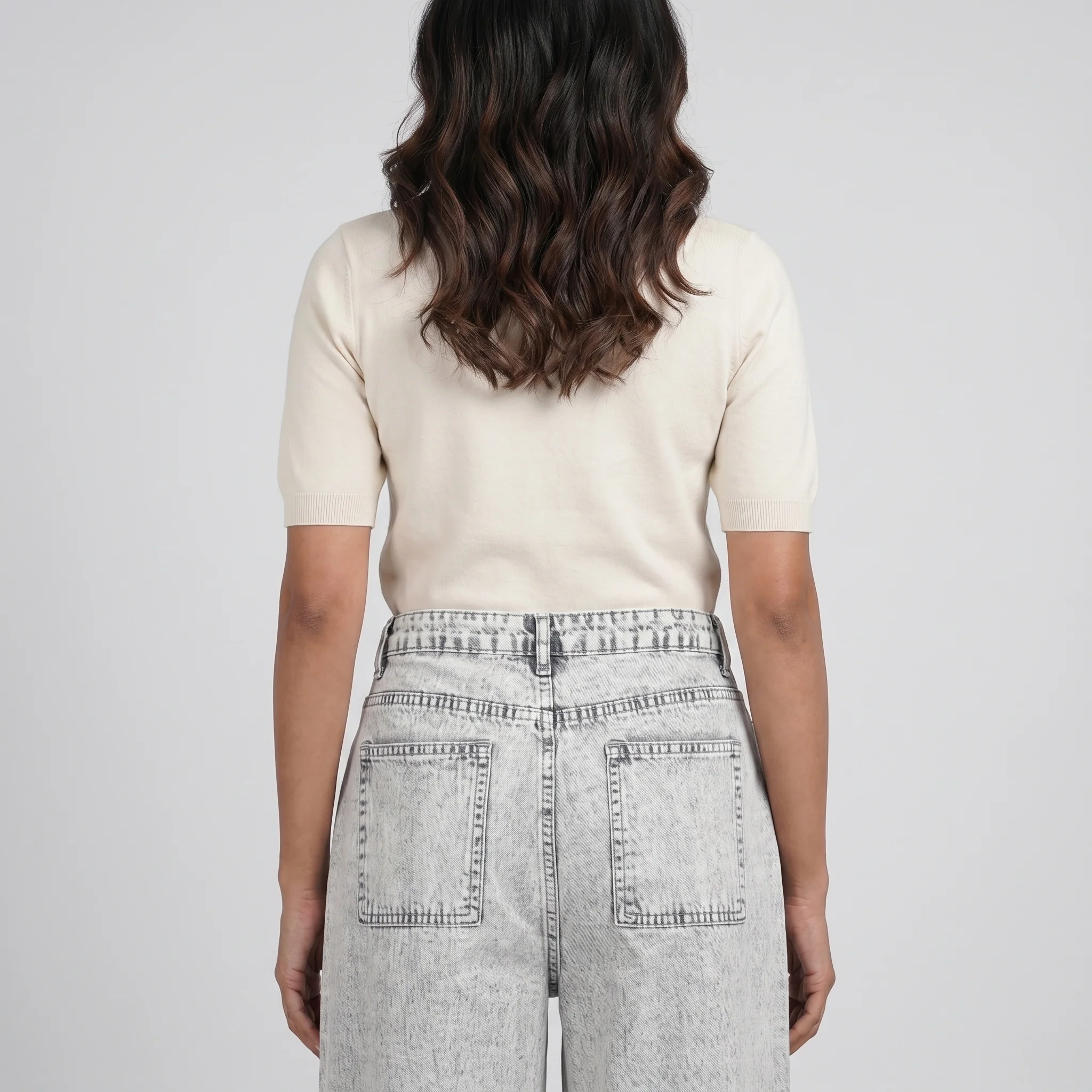 Solid Wide Leg High Rise Jeans - Image 3