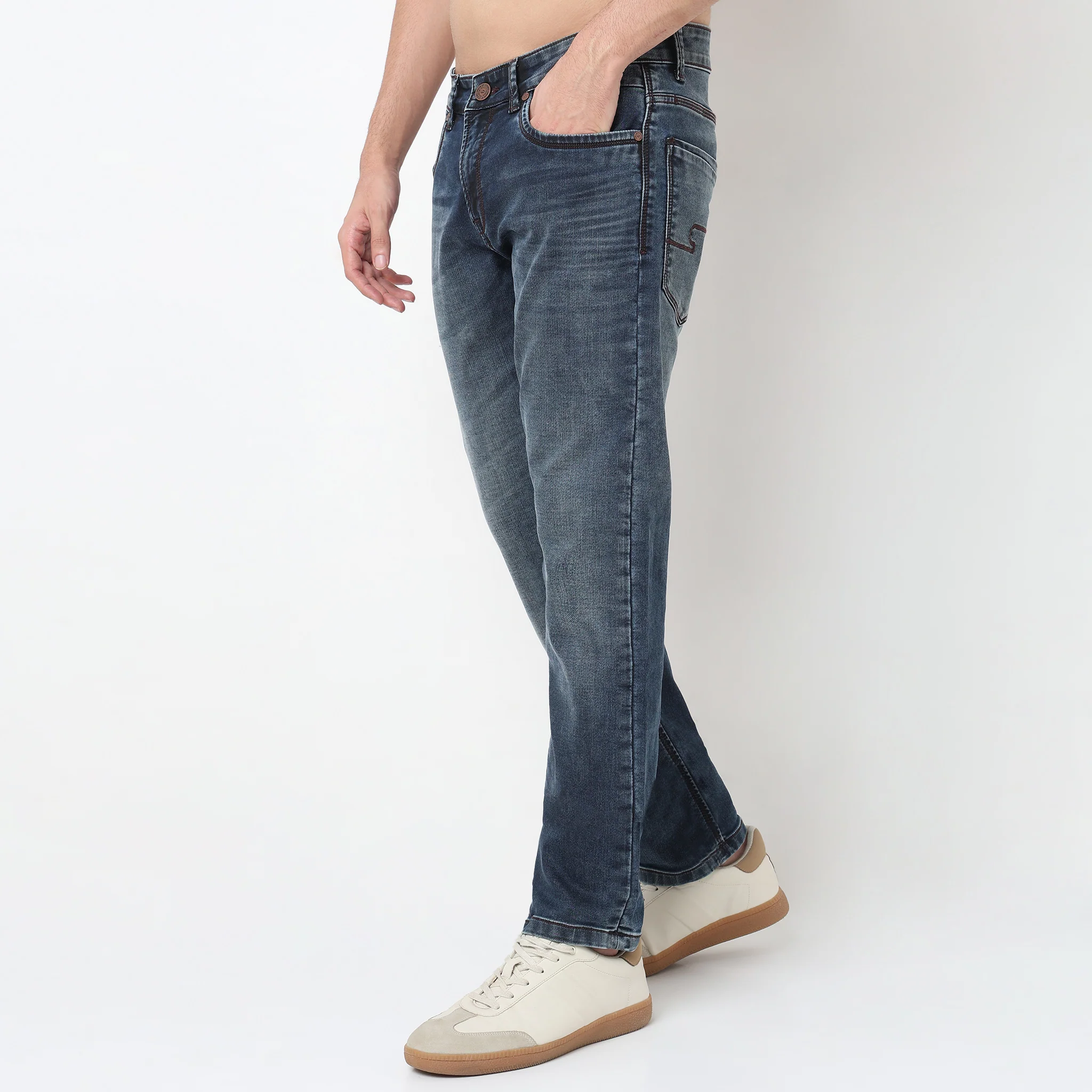 Stone Wash Straight Fit Jeans - Image 5