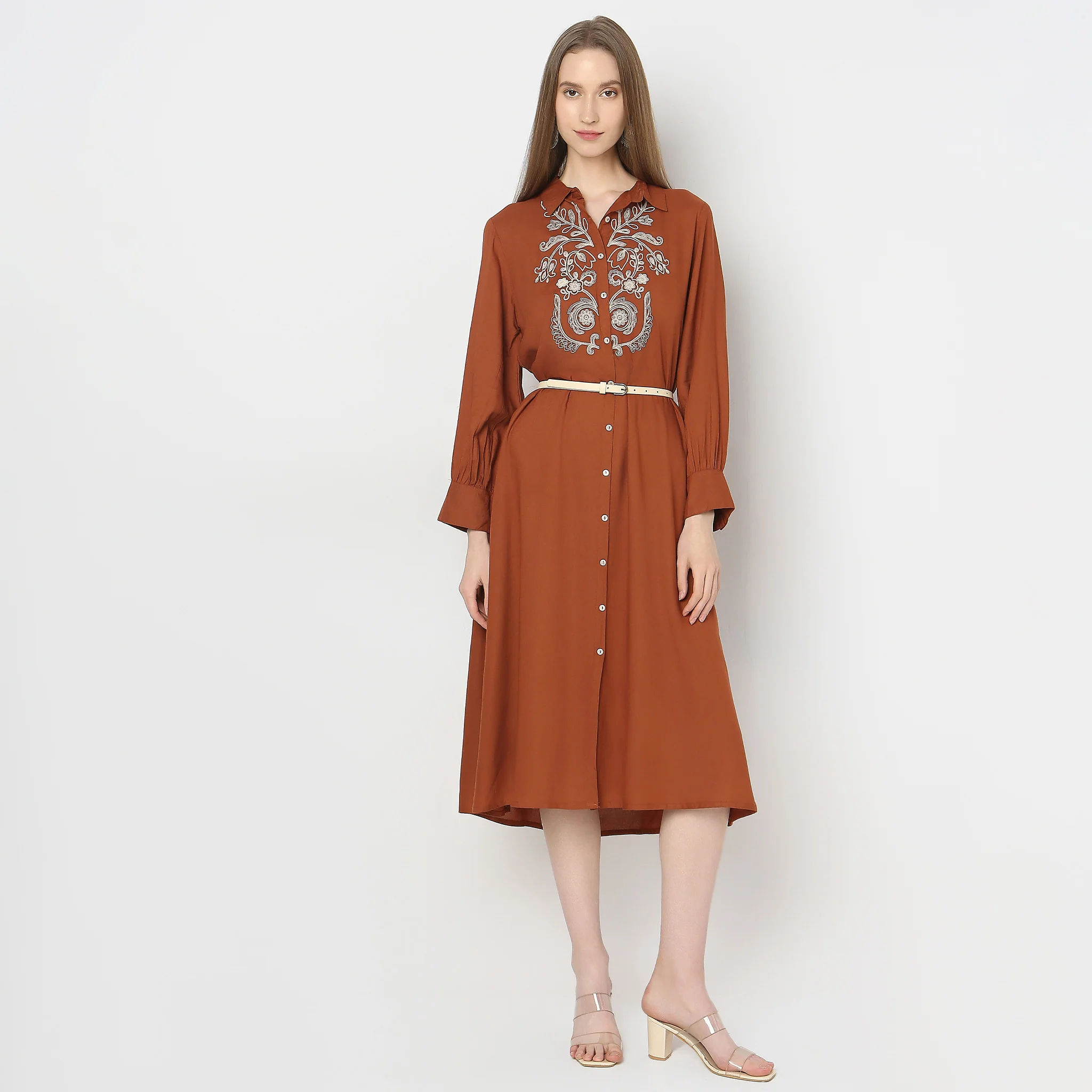 Straight Fit Embroidered Dress - Image 2