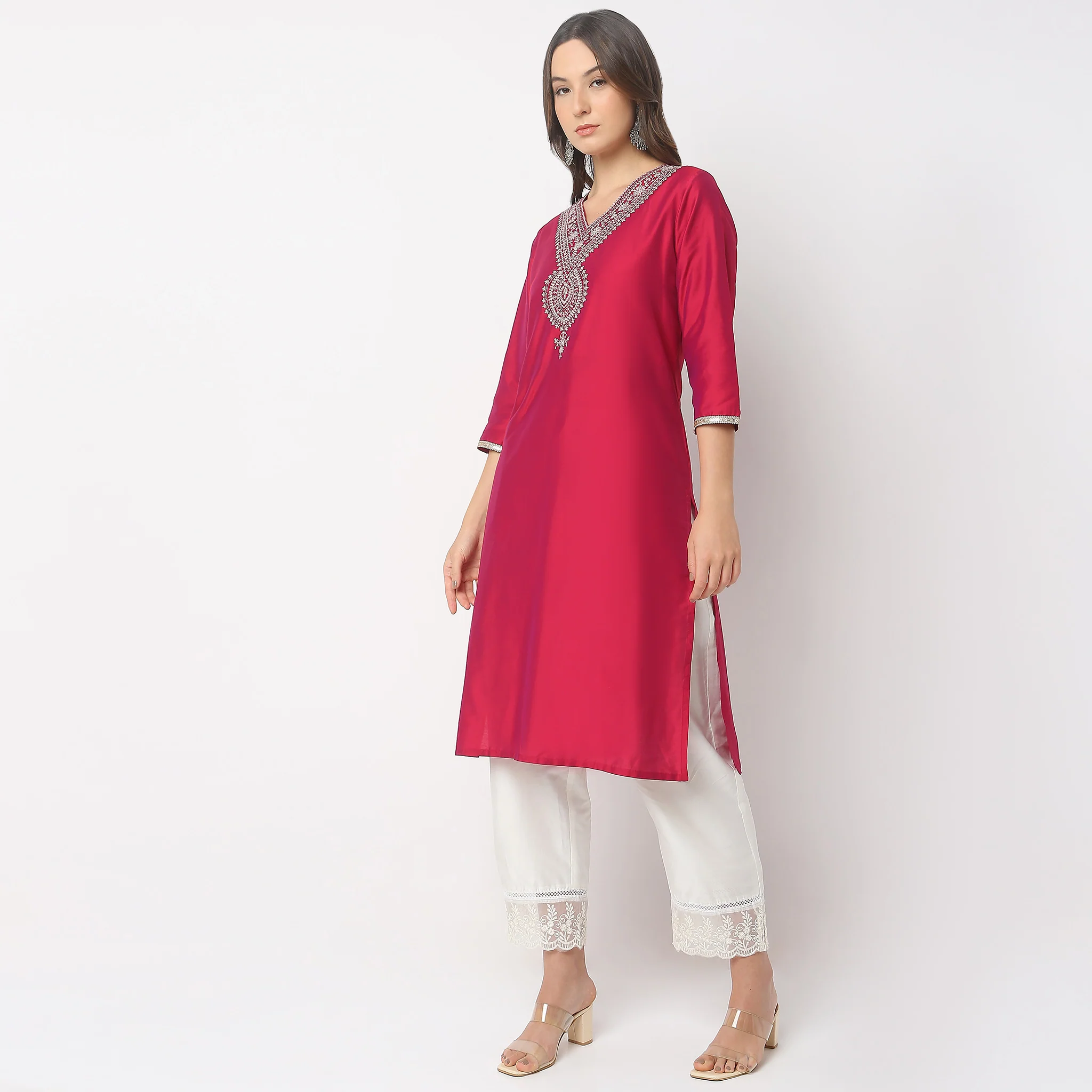 Straight Fit Embroidered Kurta - Image 4