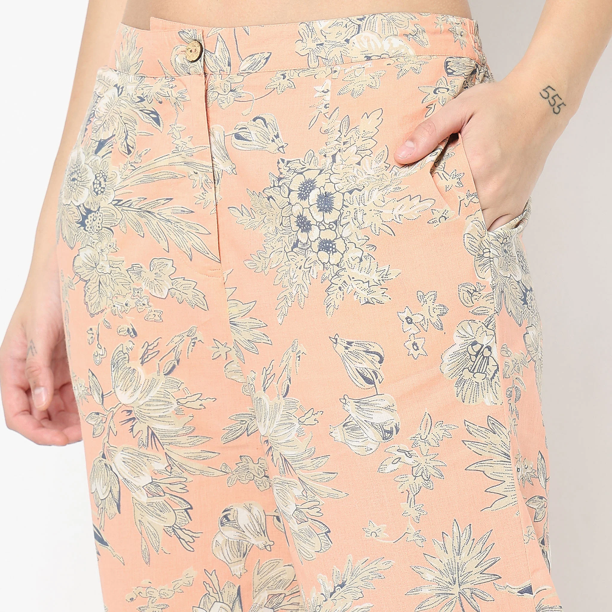 Straight Fit Floral Top With Palazzo Co-Ords - Image 7