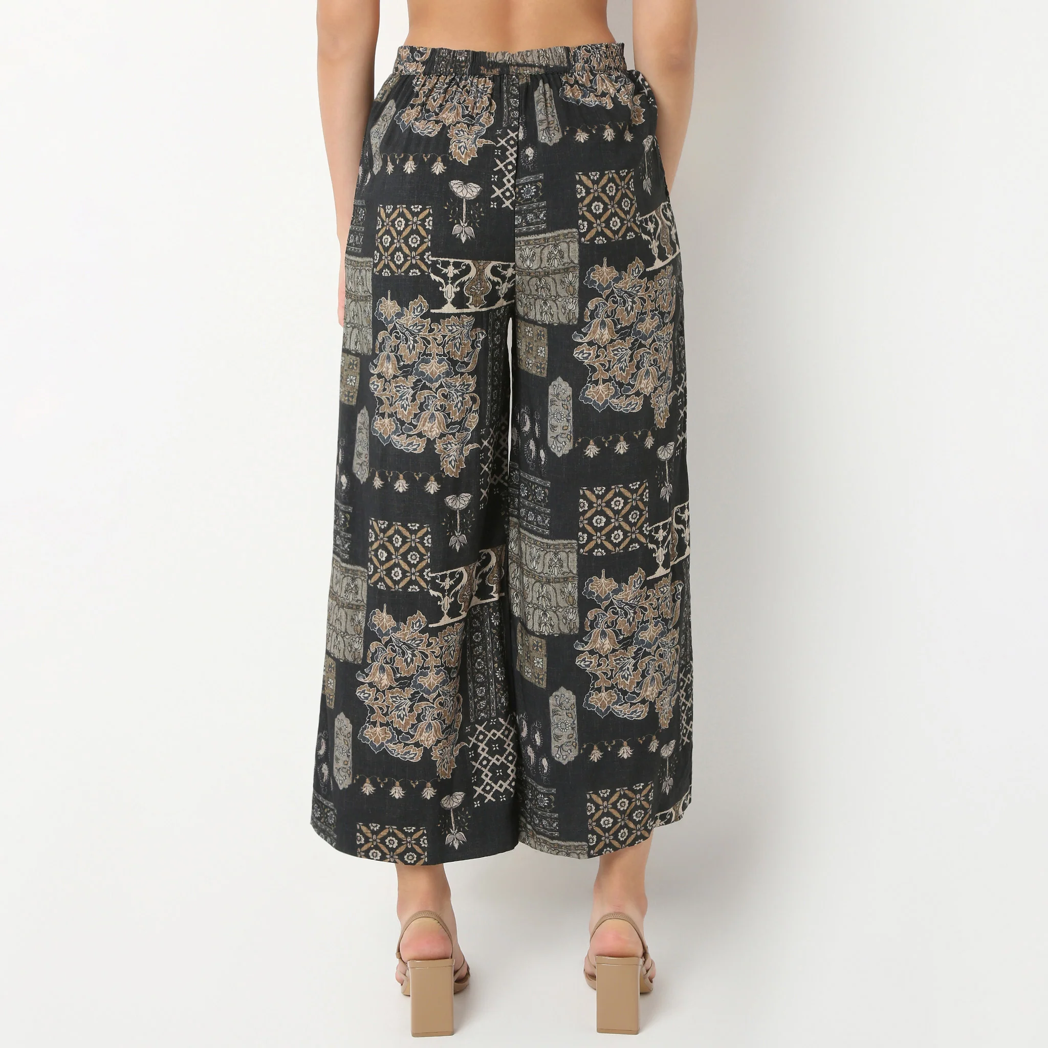 Straight Fit High Rise Ethnic Palazzo - Image 3