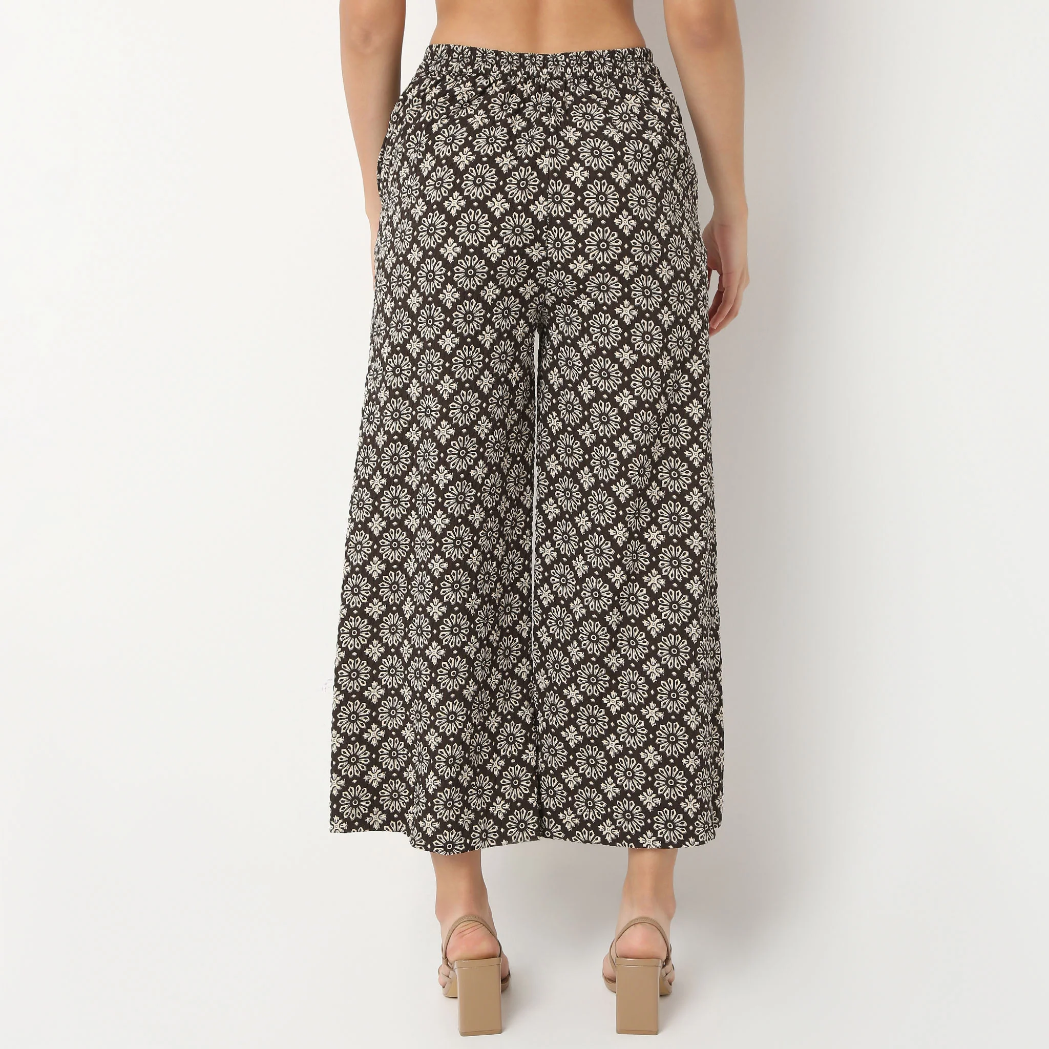Straight Fit High Rise Ethnic Palazzo - Image 3