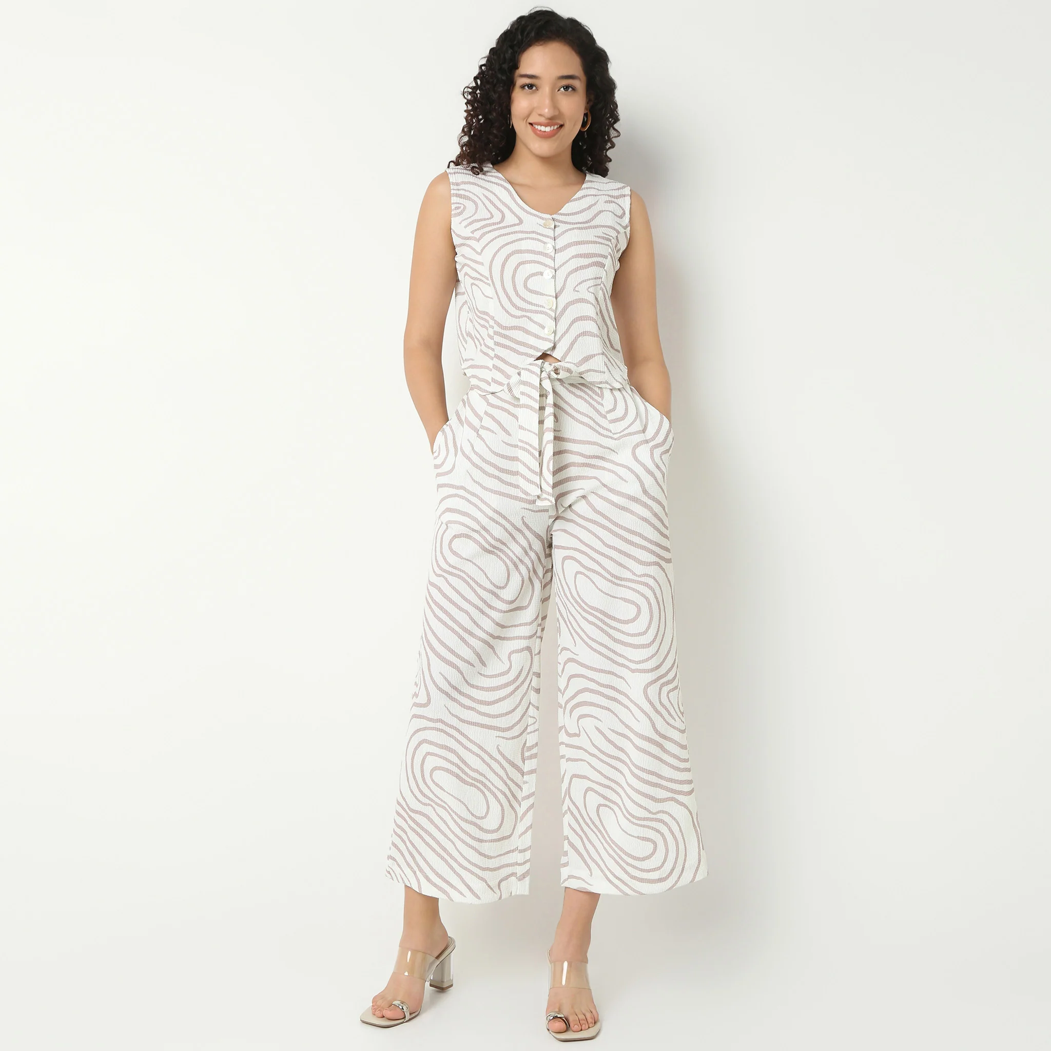 Straight Fit High Rise Printed Culottes