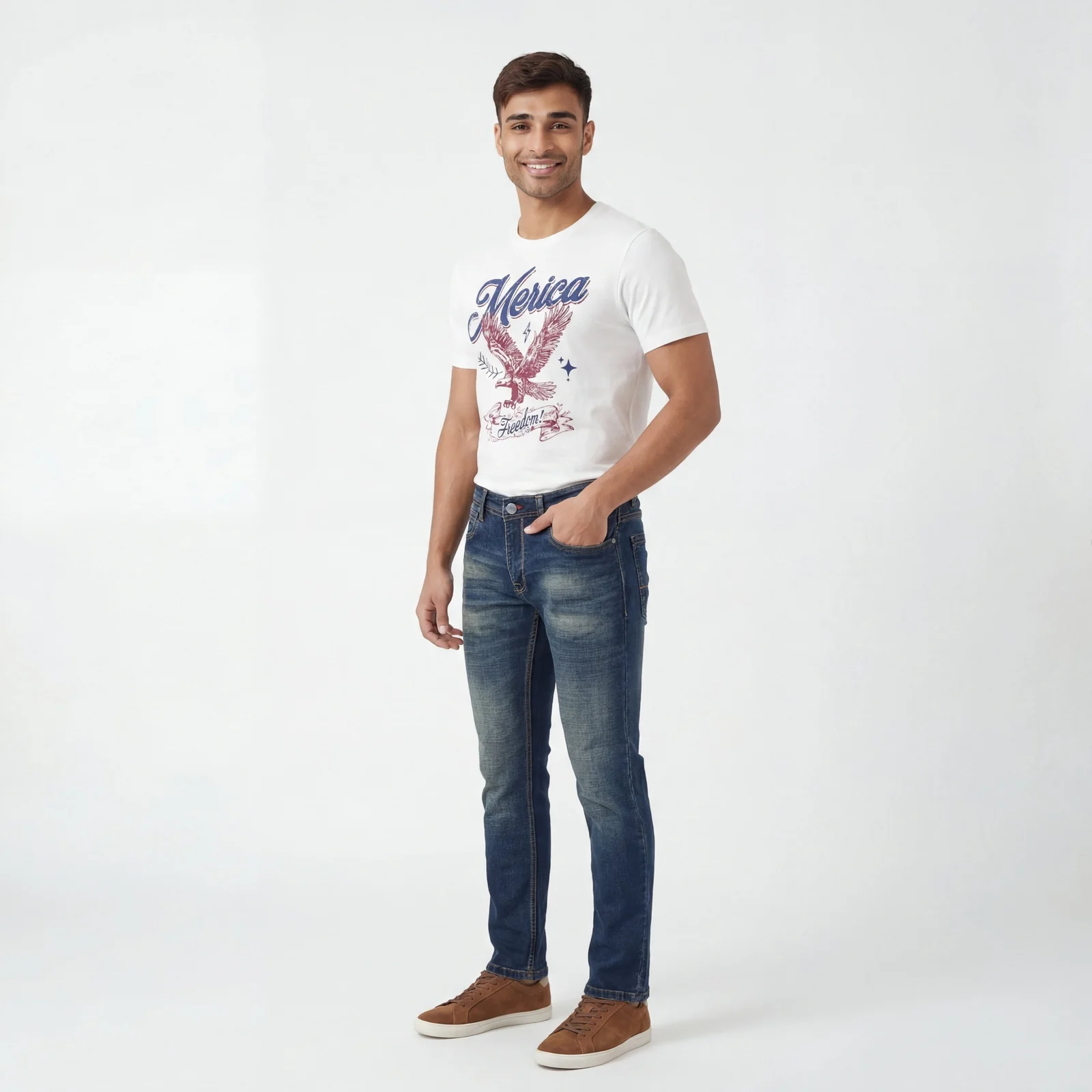 Straight Fit Knitted Full Length Jeans