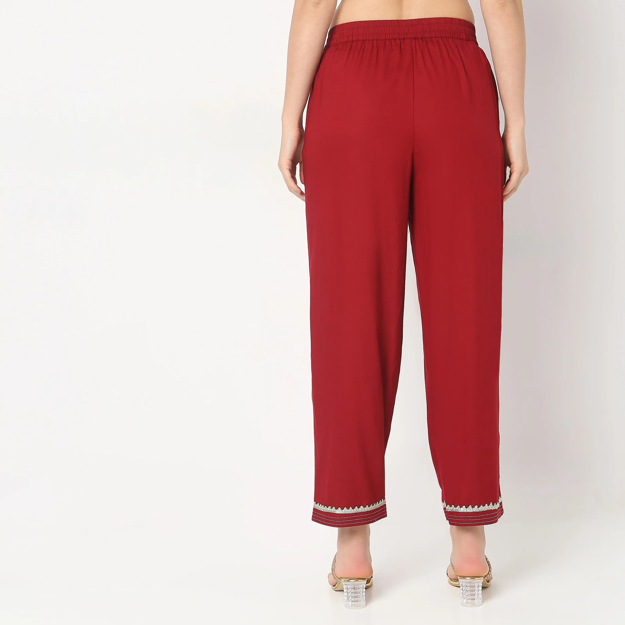 Straight Fit Mid Rise Pants - Image 4