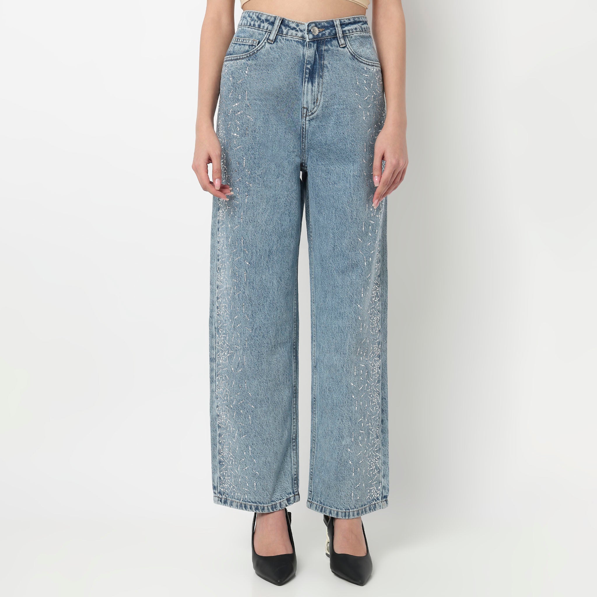 Straight Fit Mirror Stud Denim - Image 2