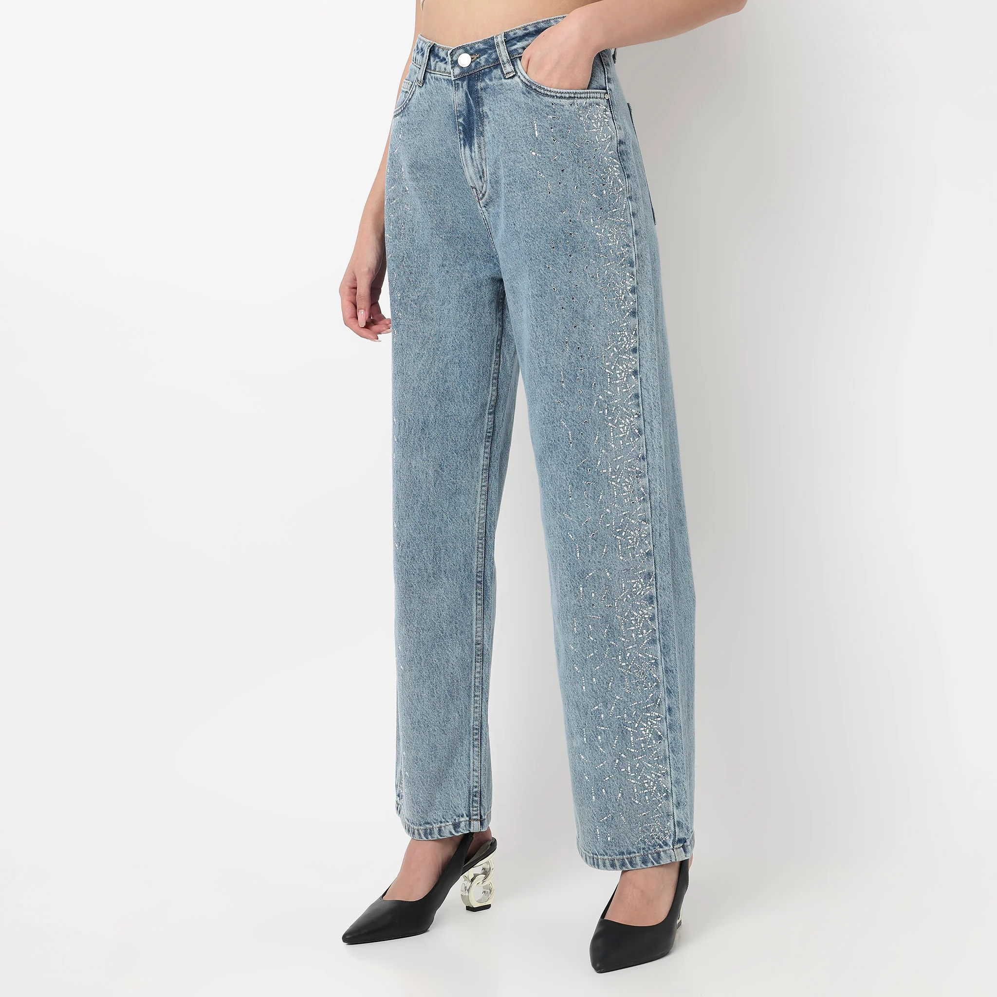 Straight Fit Mirror Stud Denim - Image 5