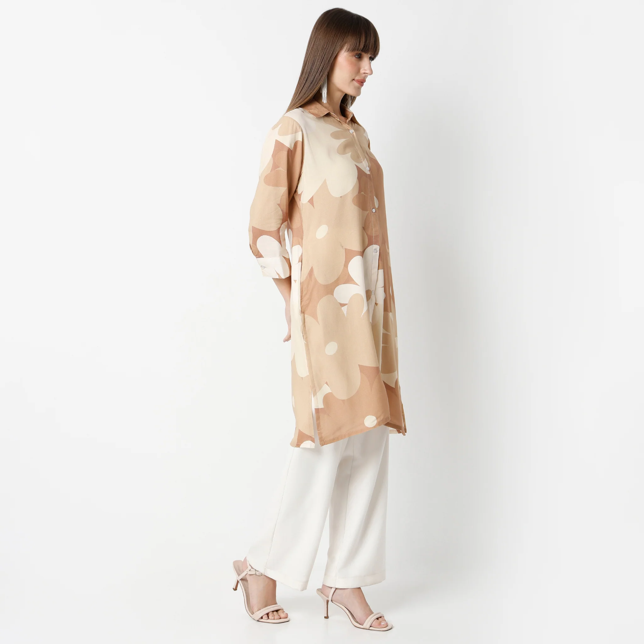 Printed Shirt Collar Kurta - Image 2