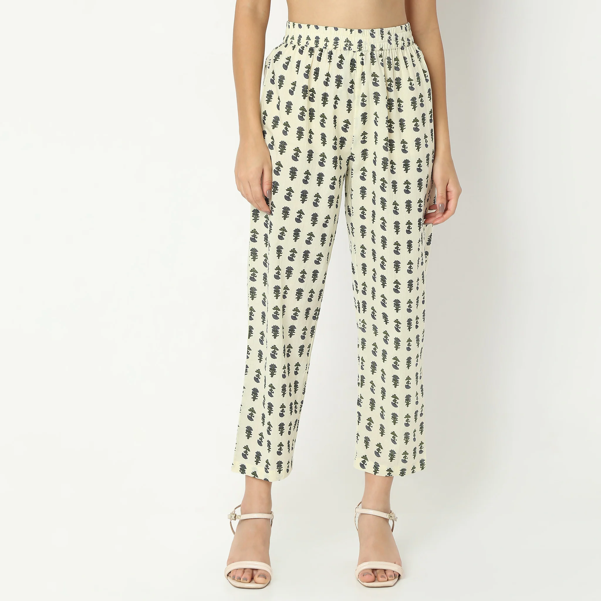 Straight Fit Printed Full Length Mid Rise Pants - Image 2
