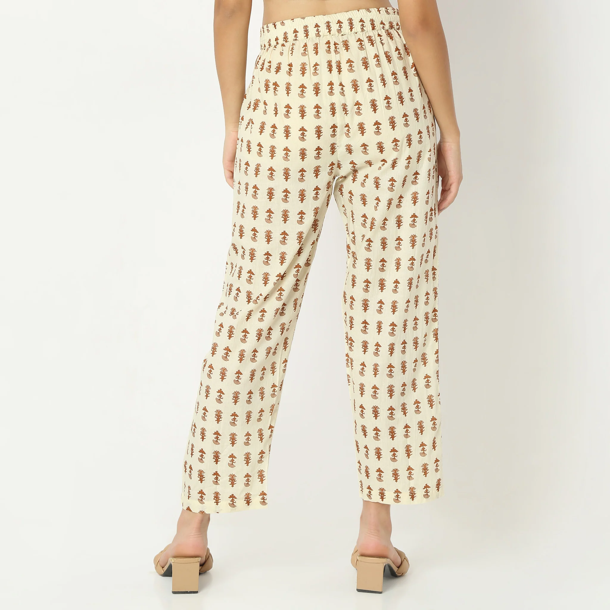 Straight Fit Printed Full Length Mid Rise Pants - Image 8