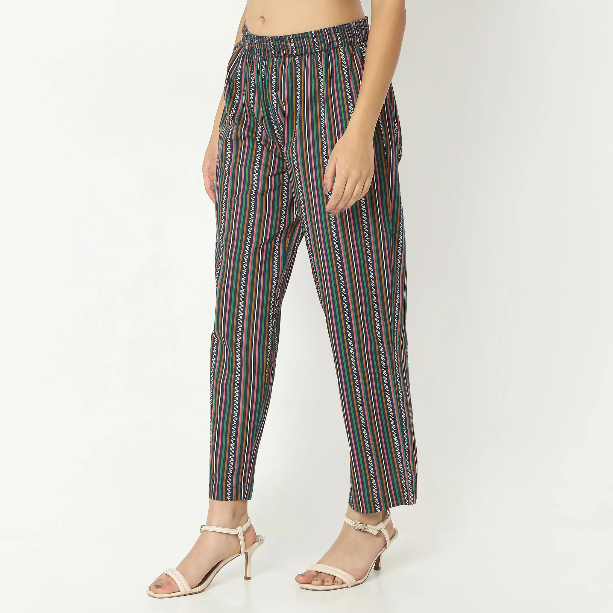 Straight Fit Printed Full Length Mid Rise Pants - Image 5