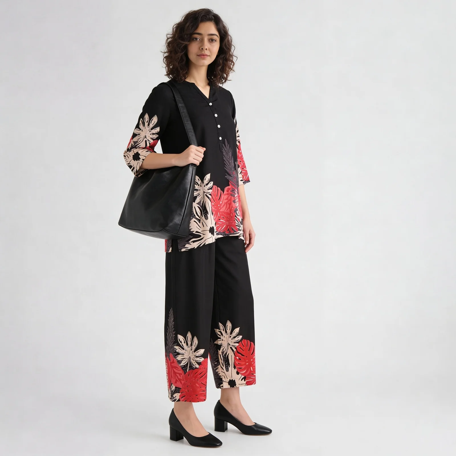Straight Fit Printed Mid Rise Palazzos