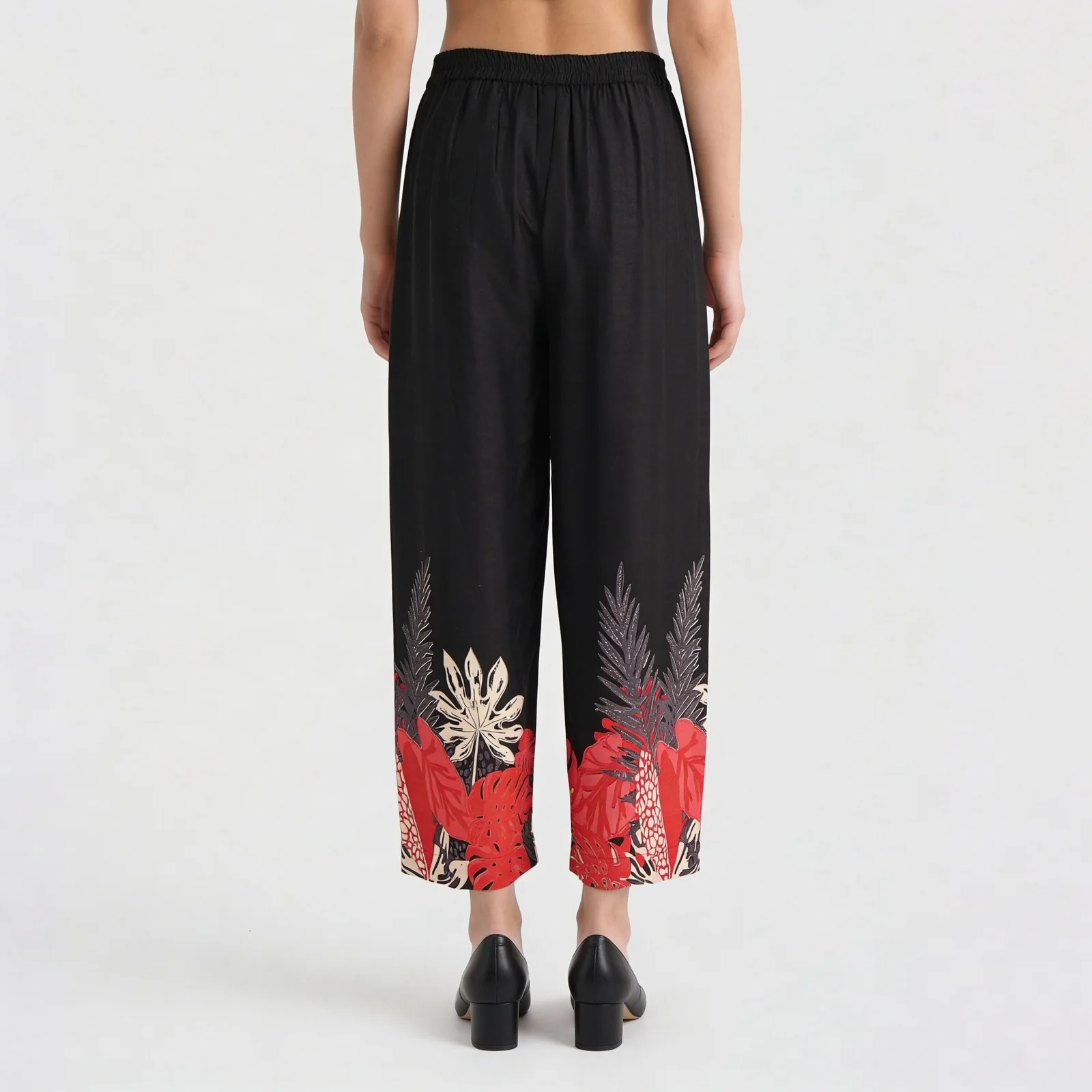 Straight Fit Printed Mid Rise Palazzos - Image 3