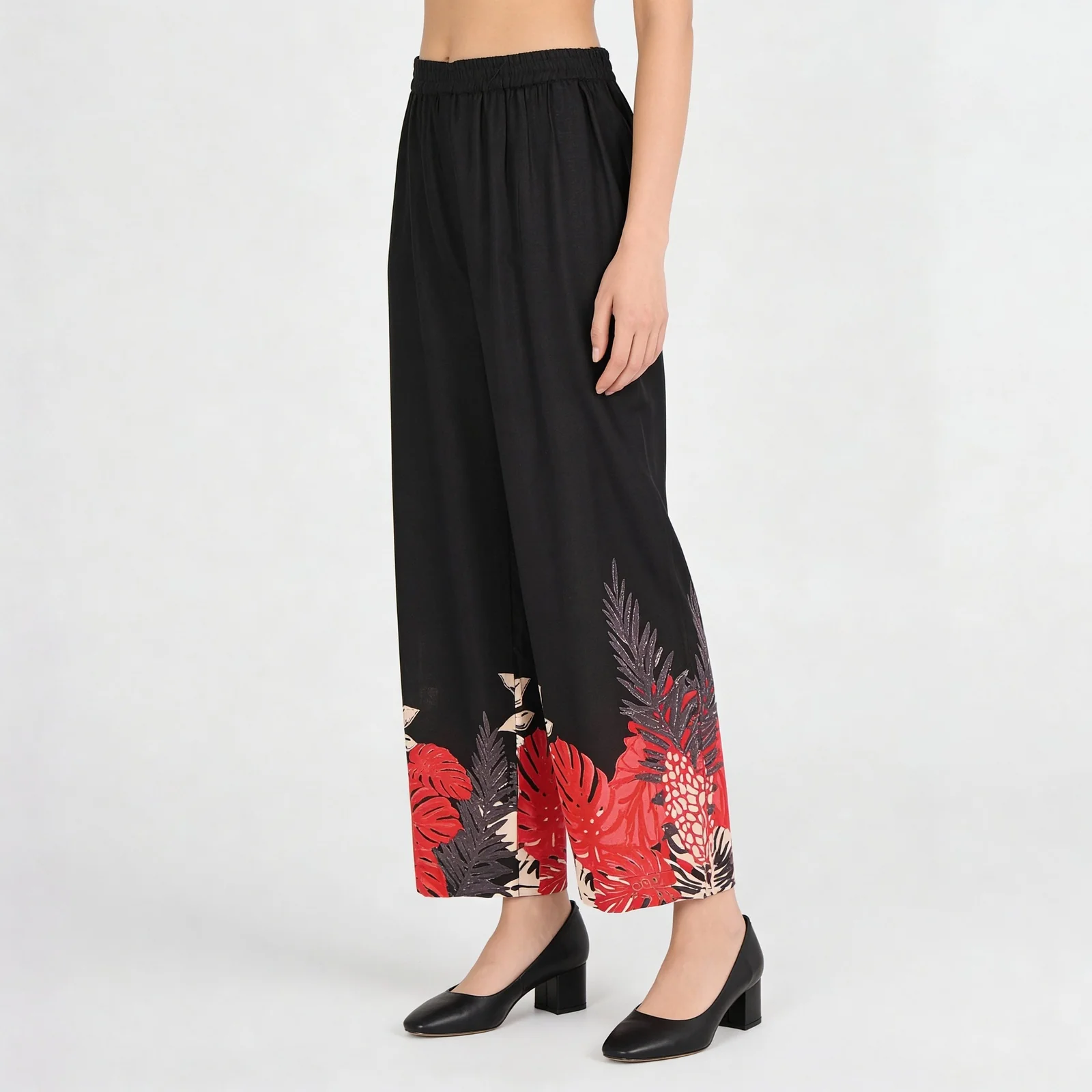 Straight Fit Printed Mid Rise Palazzos - Image 5