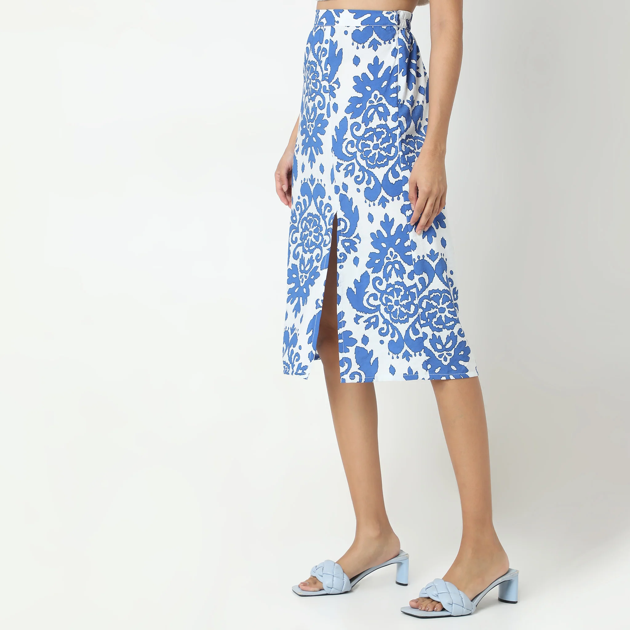 Straight Fit Printed Mid Rise Skirt - Image 5