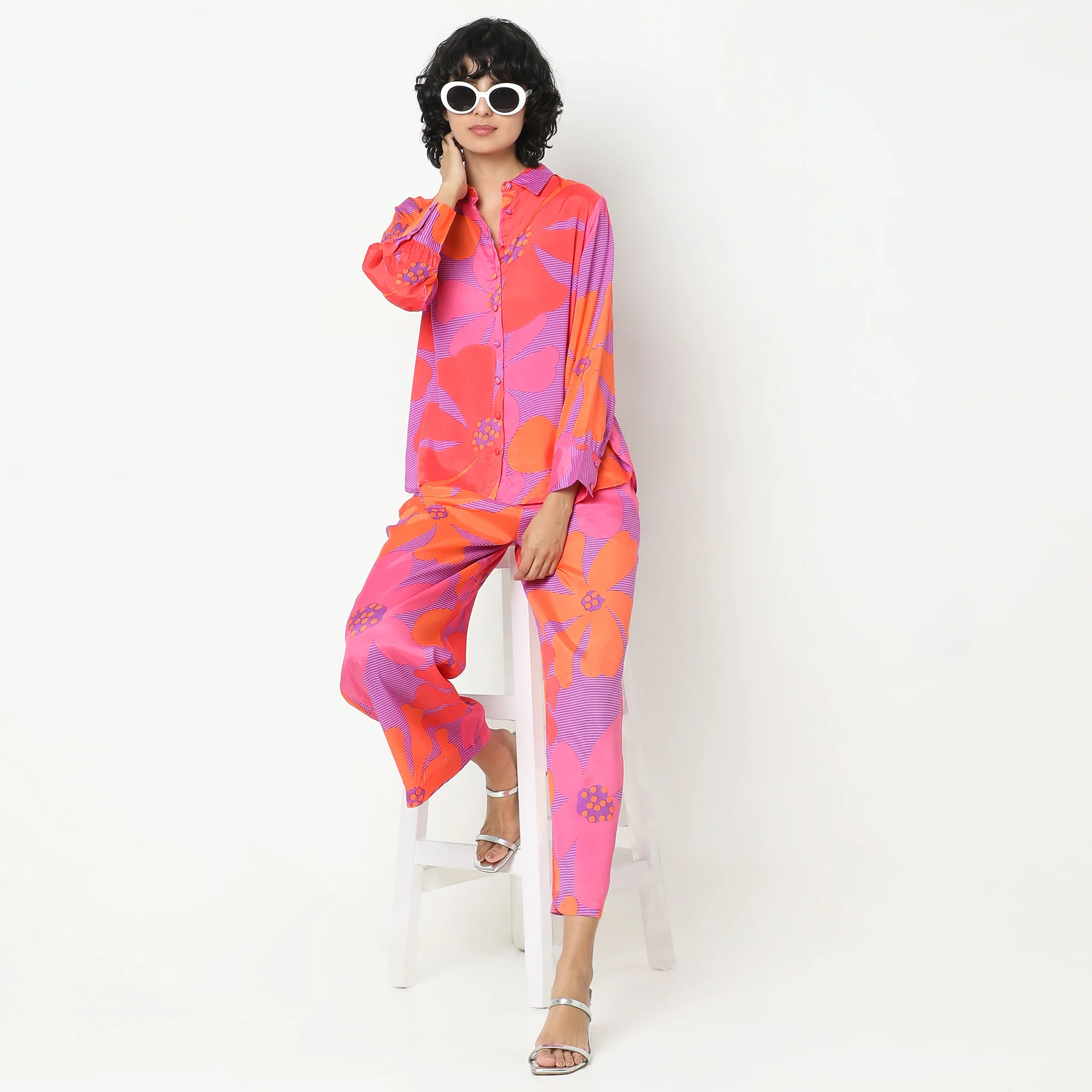 Straight Fit Printed Tunic Shirt With Pant Co-Ords