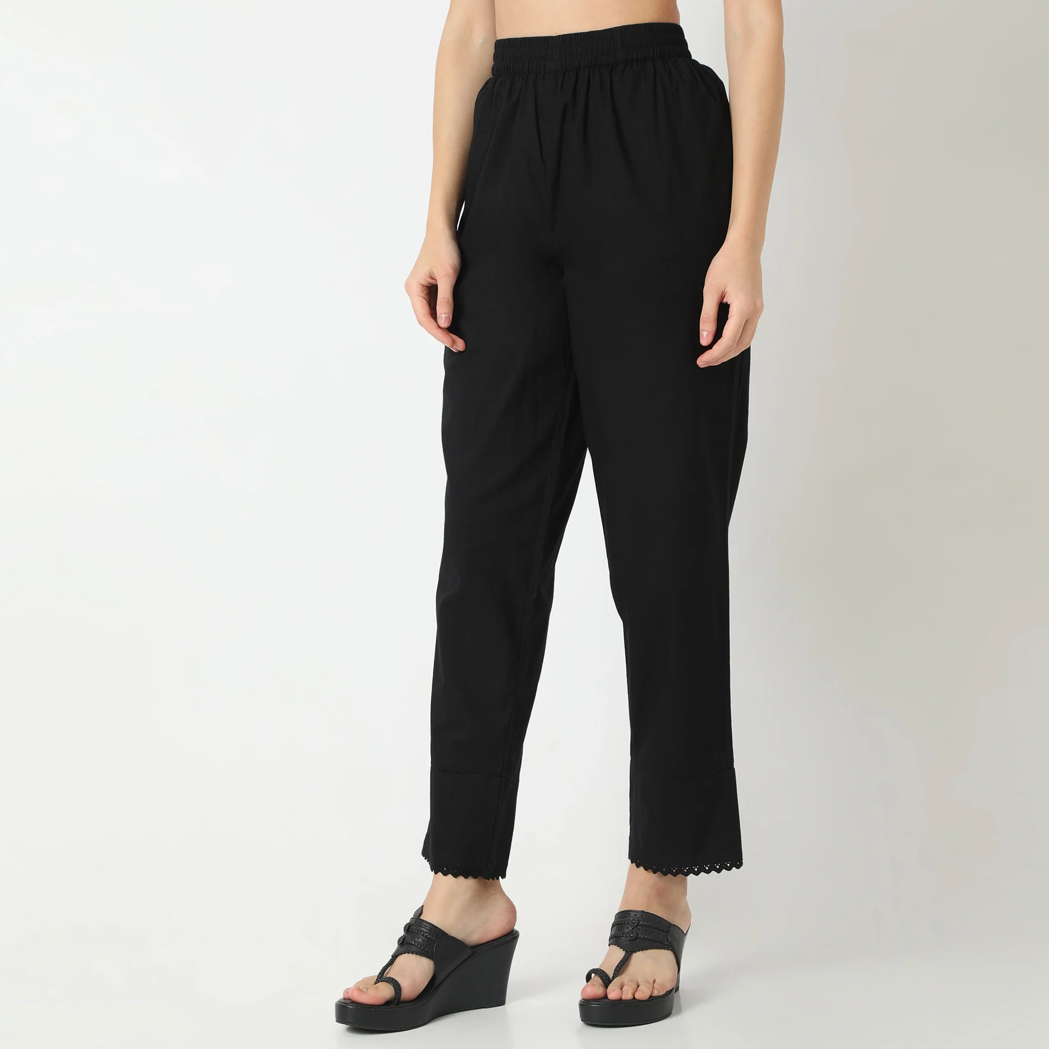 Straight Fit Ankle Length Mid Rise Pants - Image 4