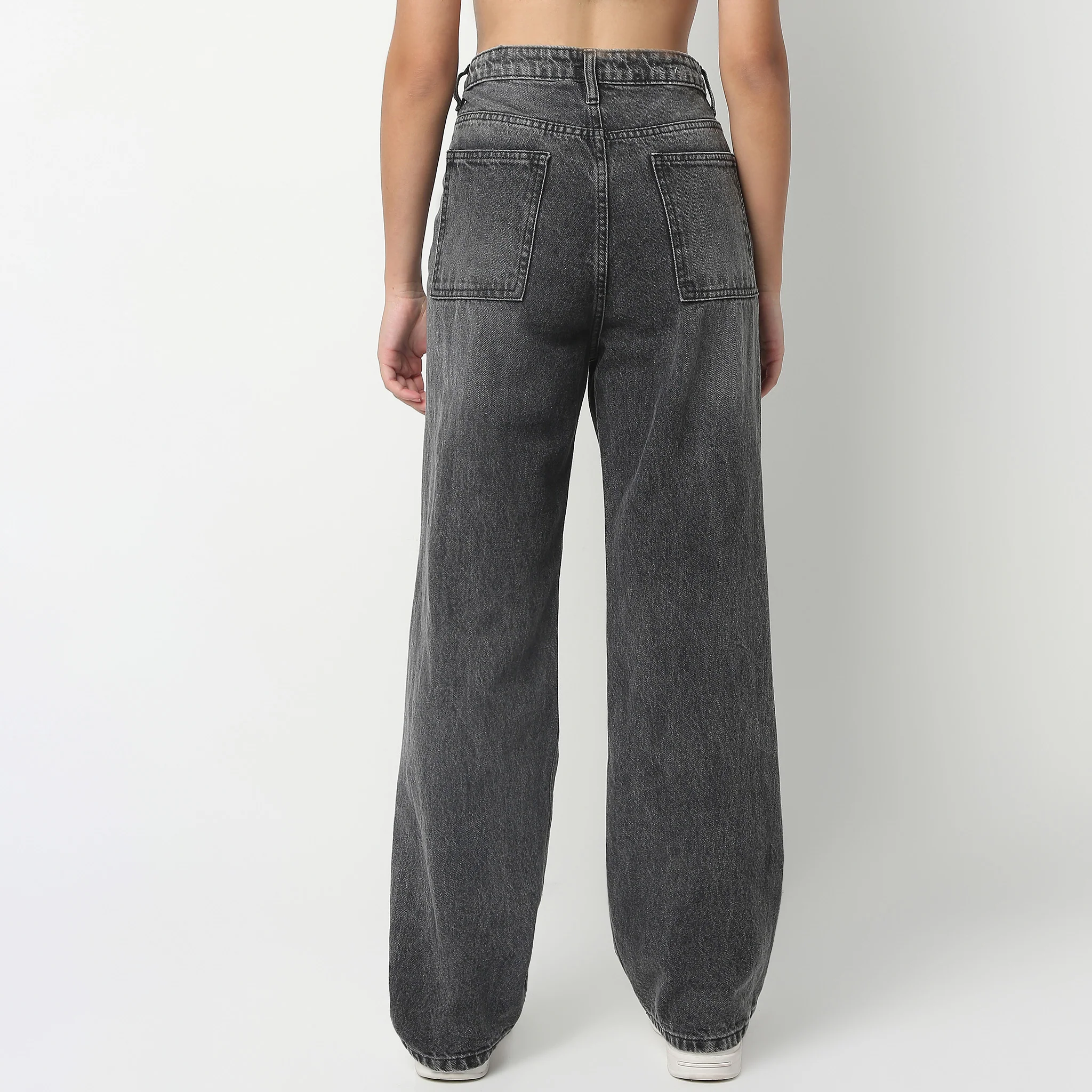 Full Length Straight Fit Pinholes Solid Jeans - Image 3
