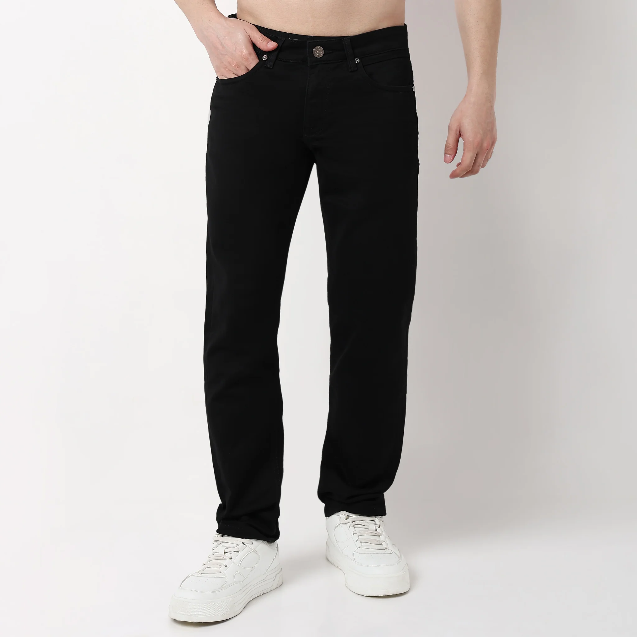 Straight Fit Solid Jeans - Image 2