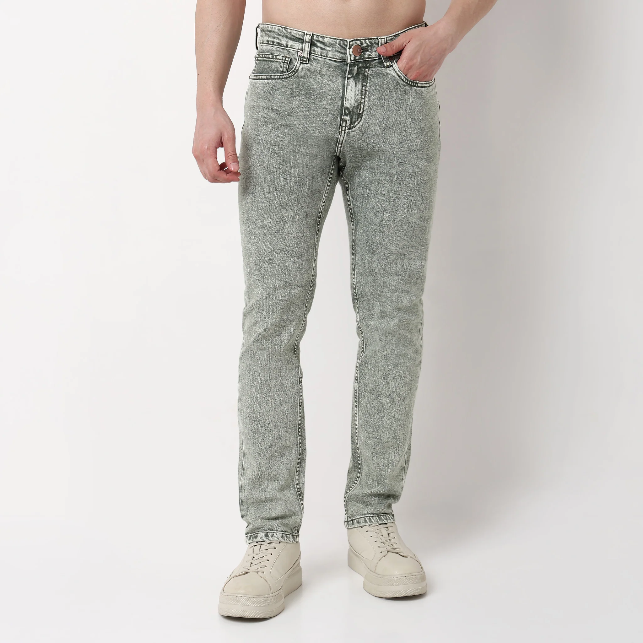 Straight Fit Solid Jeans - Image 2