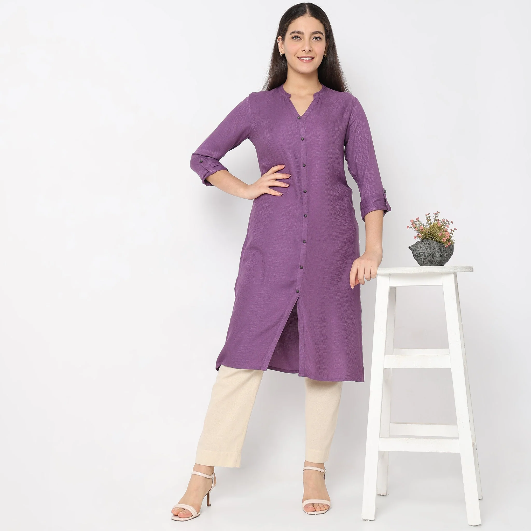 Straight Fit Solid Kurta
