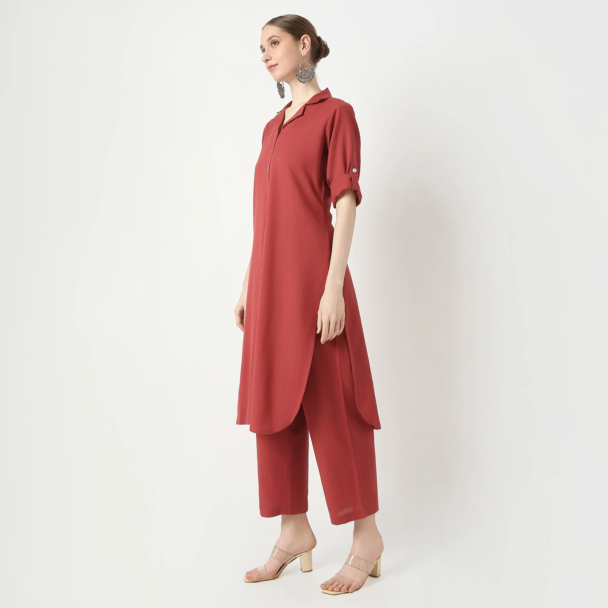 Straight Fit Camp Collar Kurta With Pant Set - Image 5