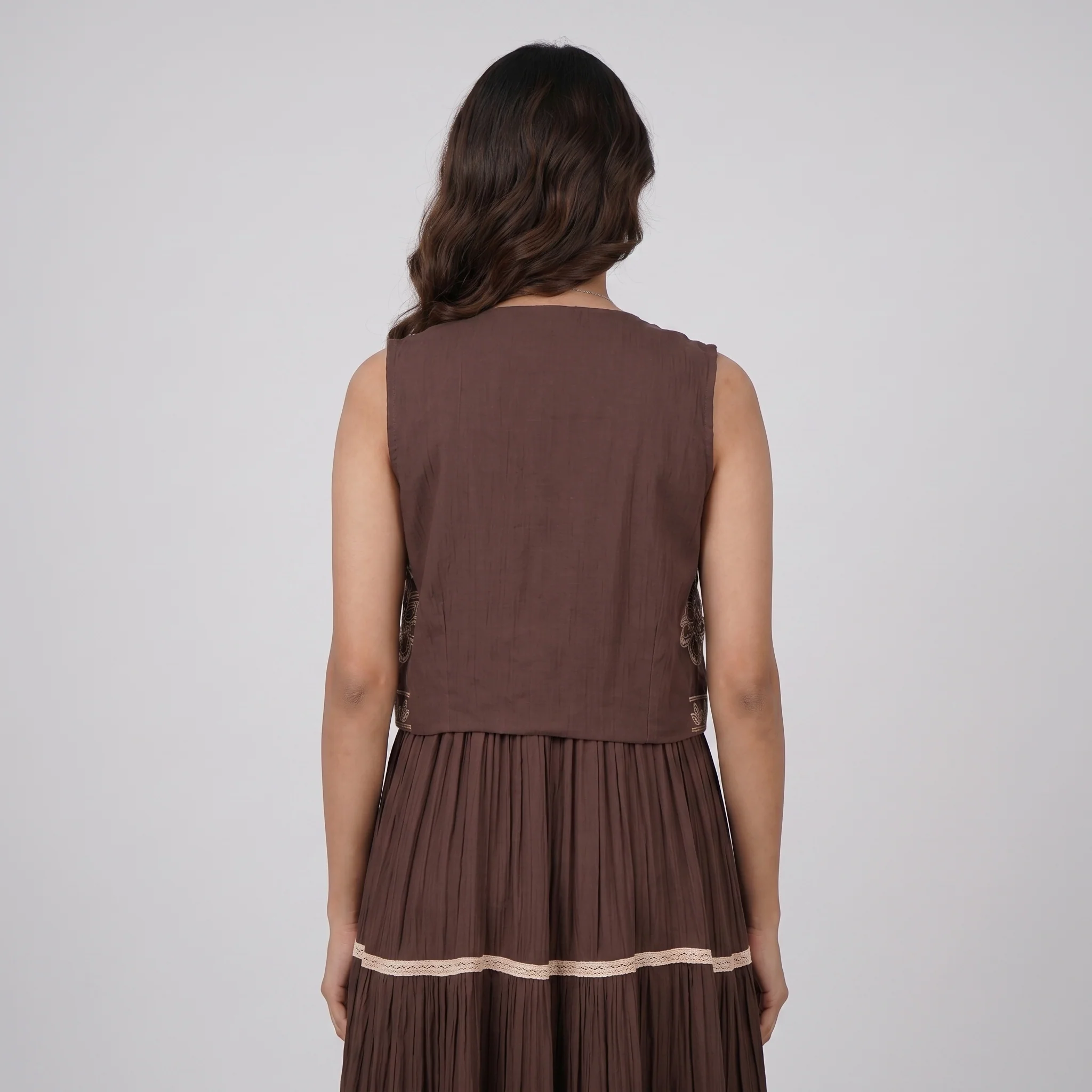 Strappy Tiered Dress With Embroidered Shrug - Image 3