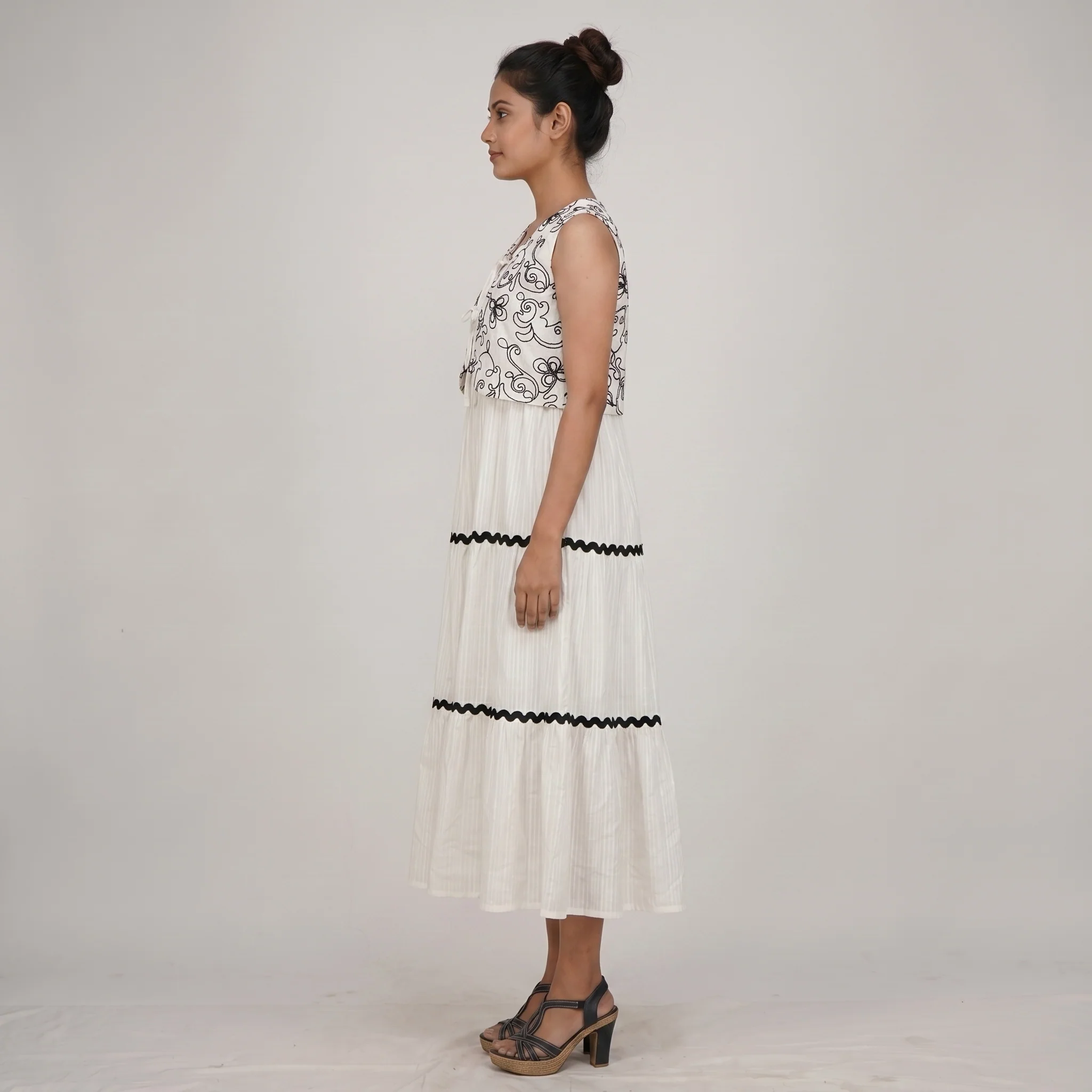 Strappy Tiered Dress With Embroidered Shrug - Image 2