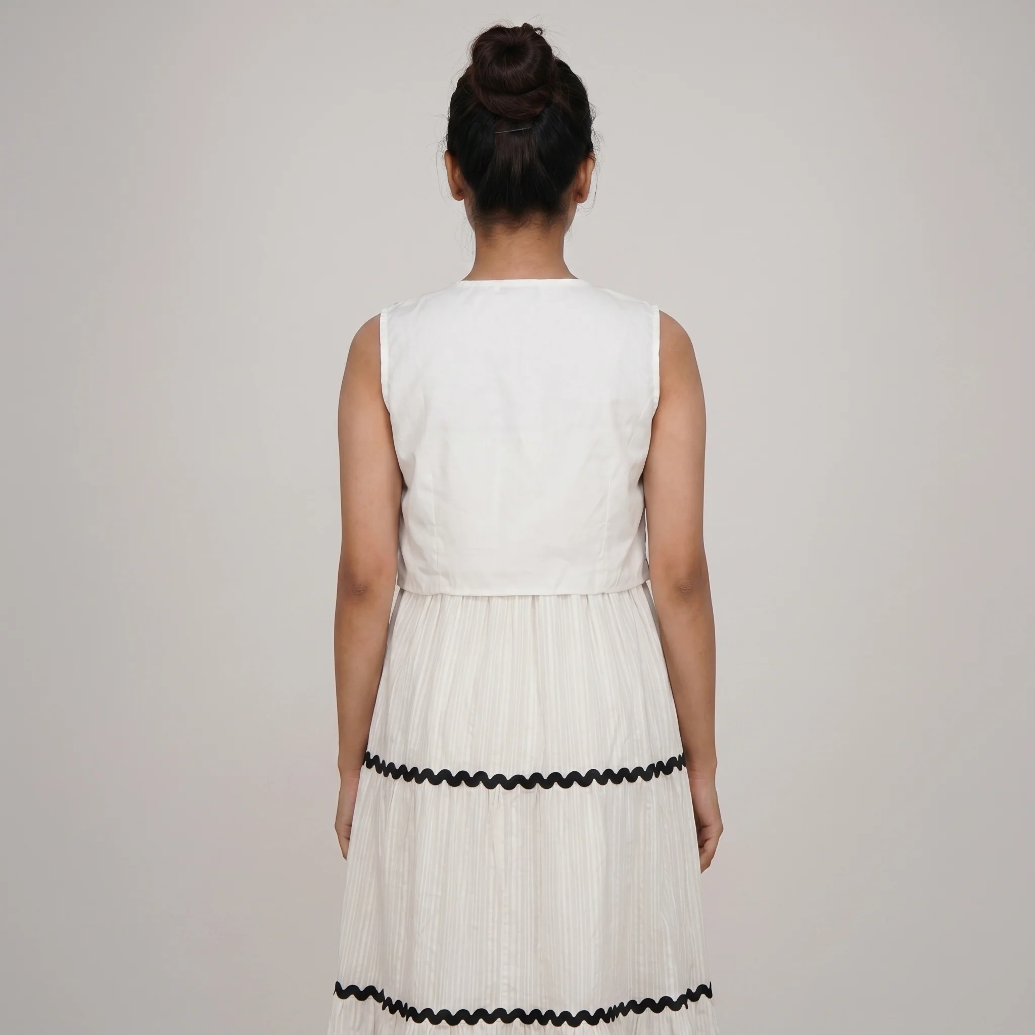 Strappy Tiered Dress With Embroidered Shrug - Image 3