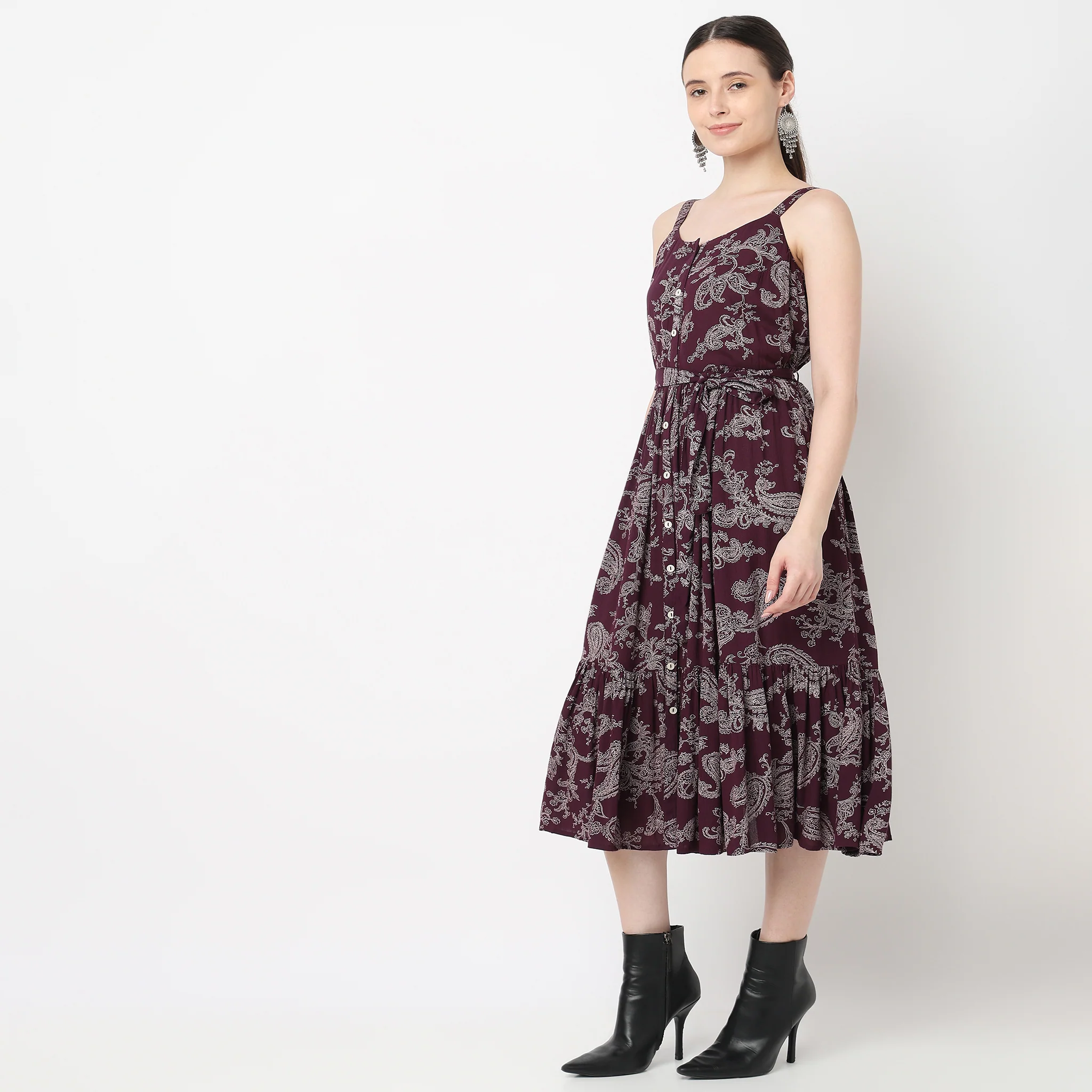 Strappy Tiered Flared Dress - Image 5