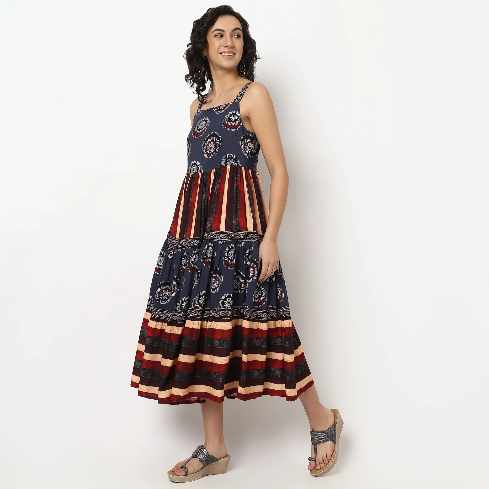 Printed Strappy Tiered Dress - Image 5