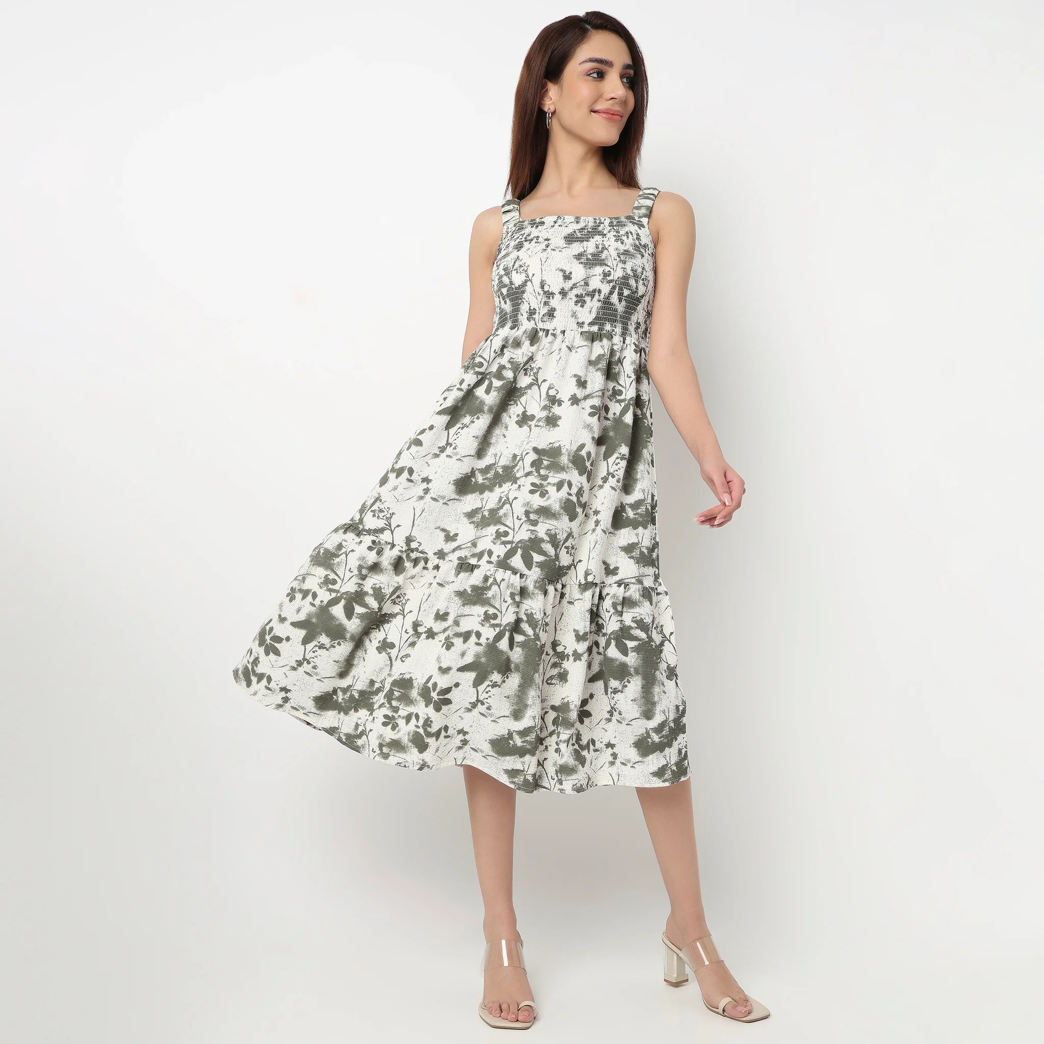 Strapy Midi Dress With Abstract Print - Image 2