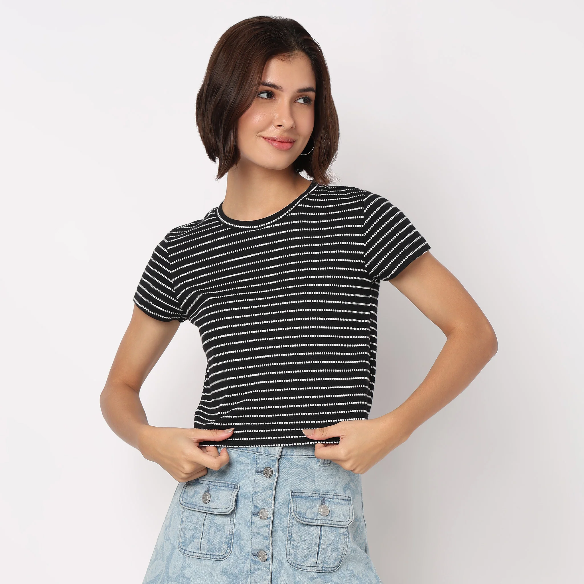 Striped Betty Essential Crop T-Shirt - Image 2