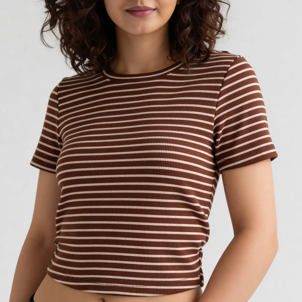 Striped Boxy Fit Cropped T-Shirt - Image 4