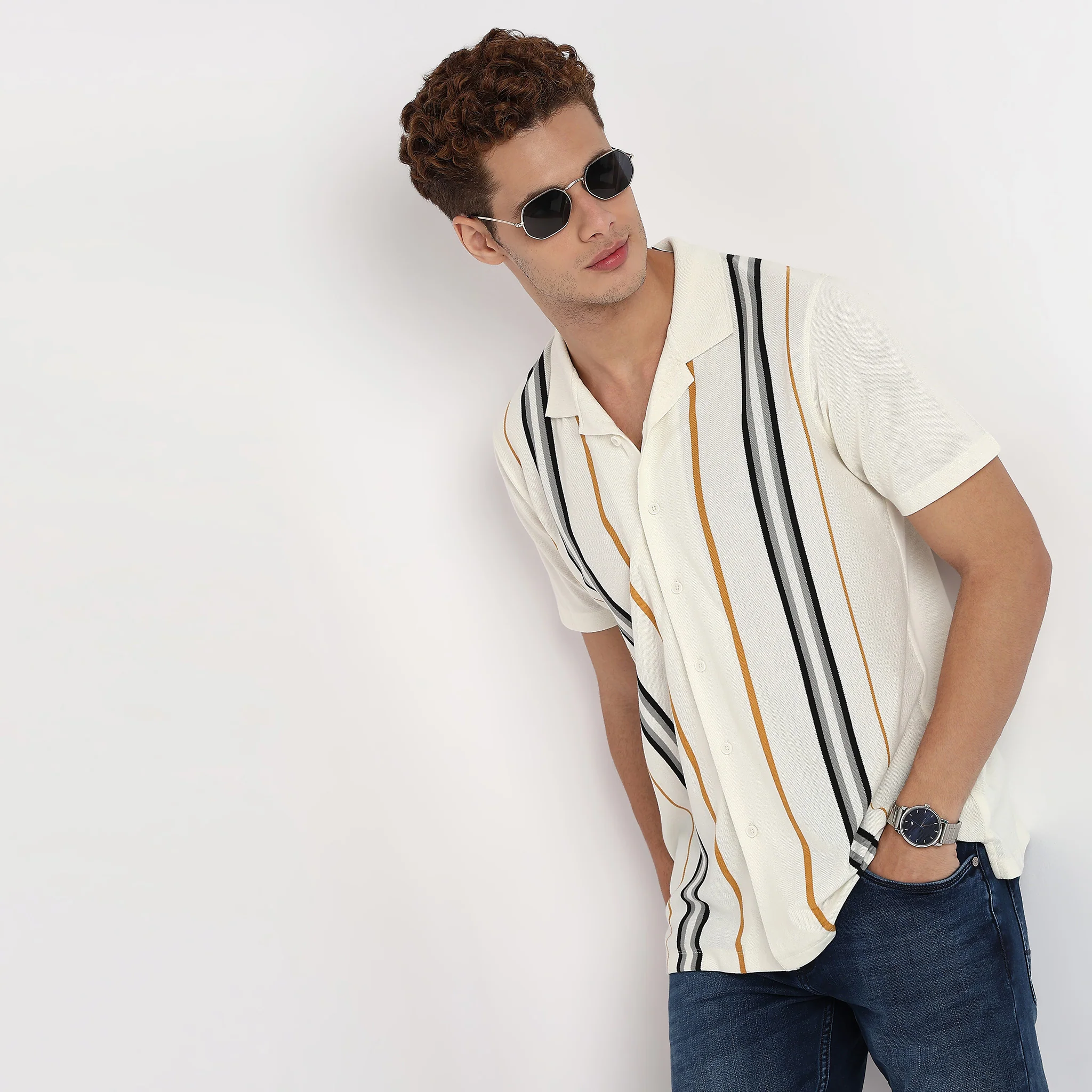 Striped University Cuban Shirt
