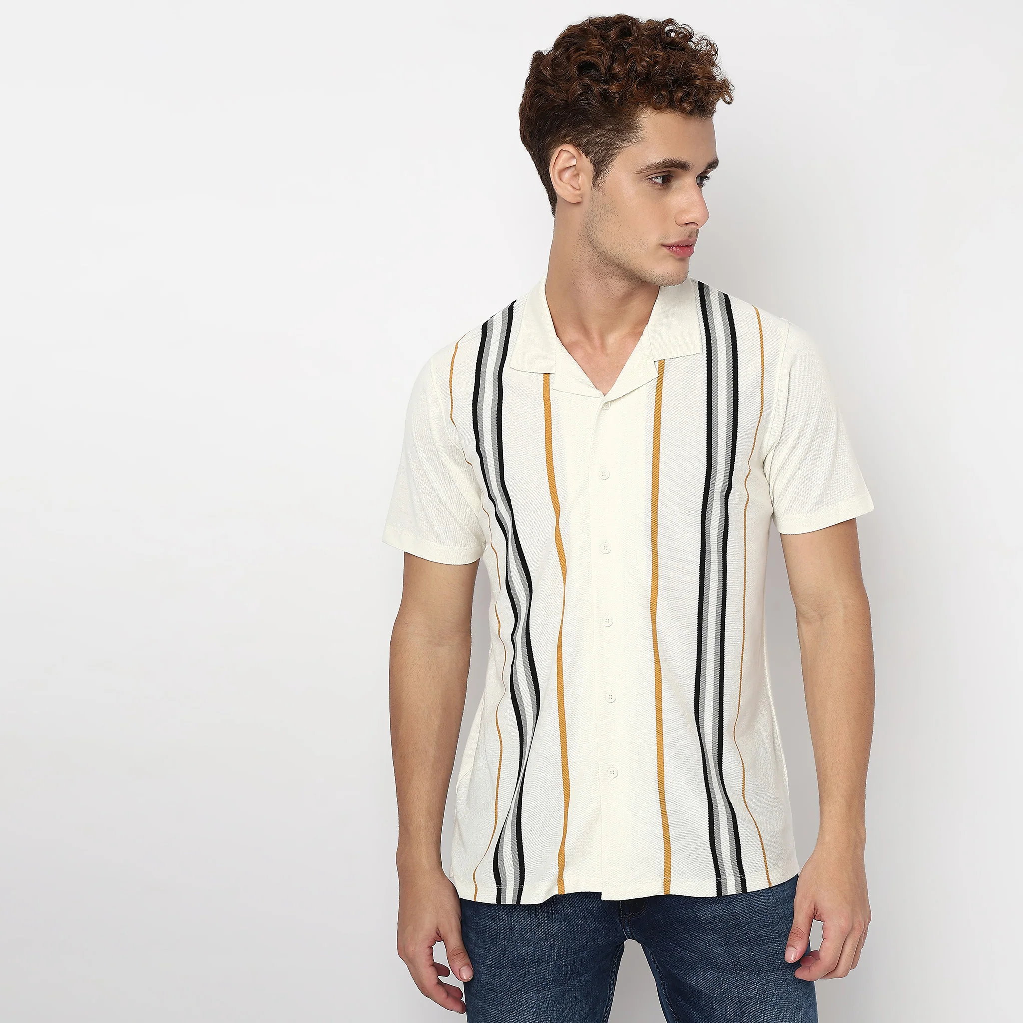 Striped University Cuban Shirt - Image 2