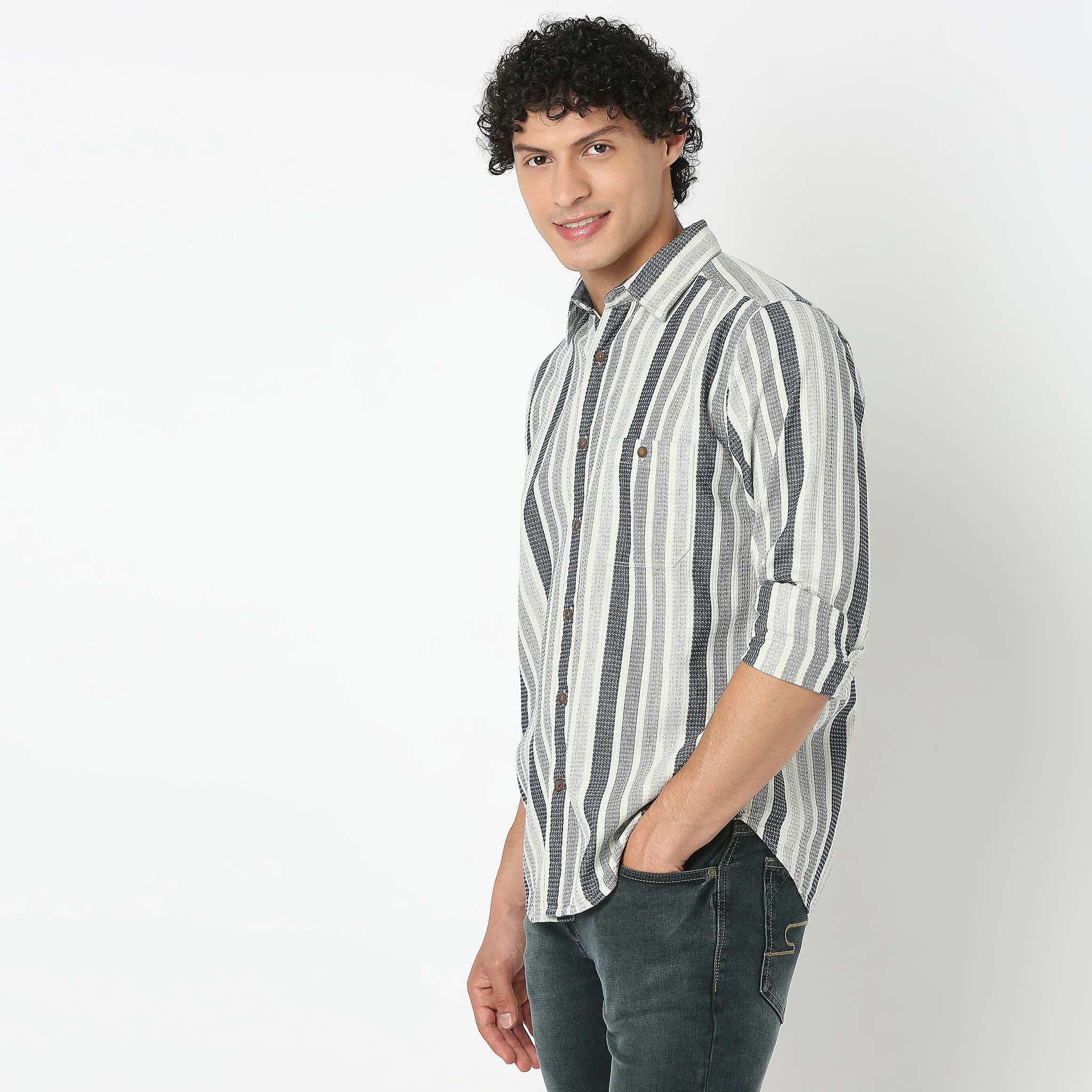 Full Sleeve Shirt Collar Striped Cruiser Shirt - Image 5