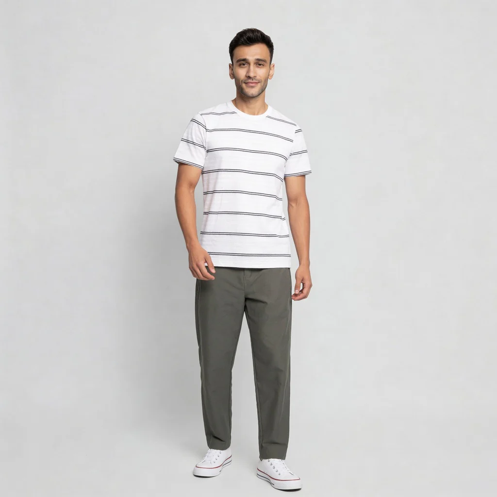 Striped Crew Neck Bae T-Shirt