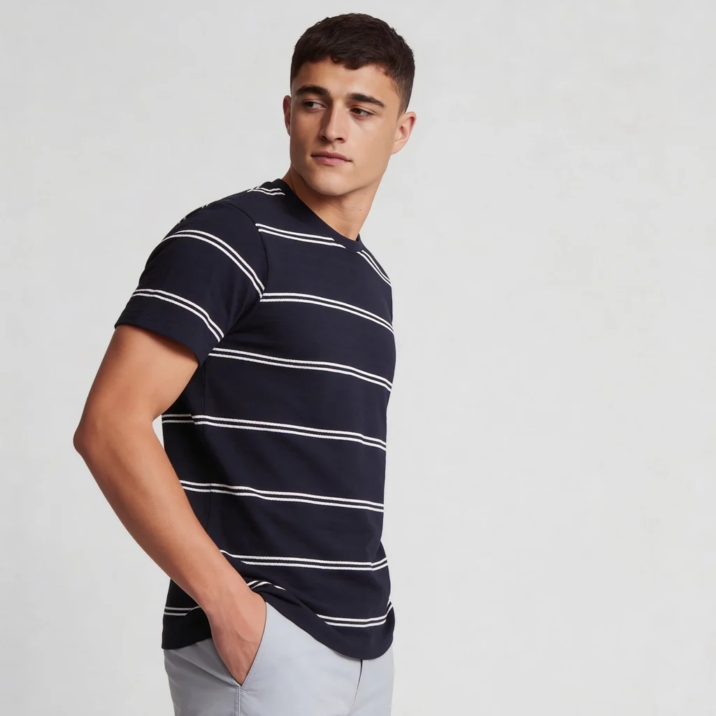 Striped Crew Neck Bae T-Shirt - Image 10