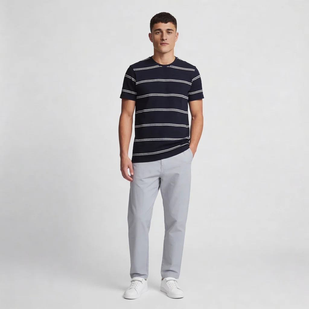 Striped Crew Neck Bae T-Shirt - Image 6