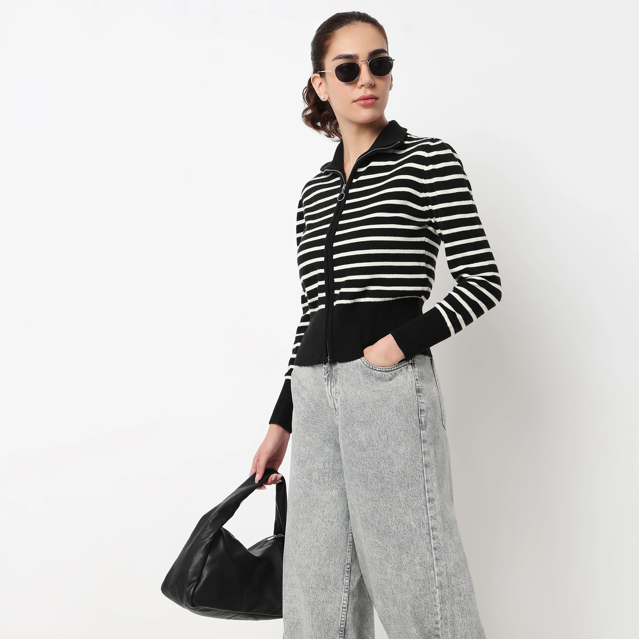 Striped Cropped Flat Knit Top - Image 5