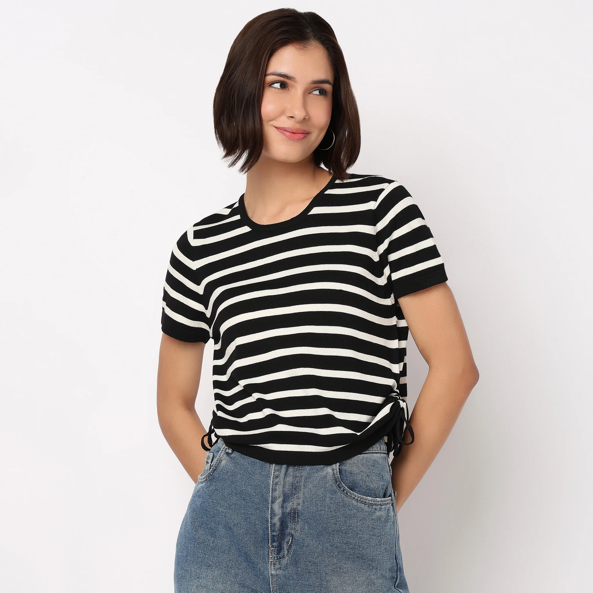 Striped Flatknit Crop T-Shirt - Image 2