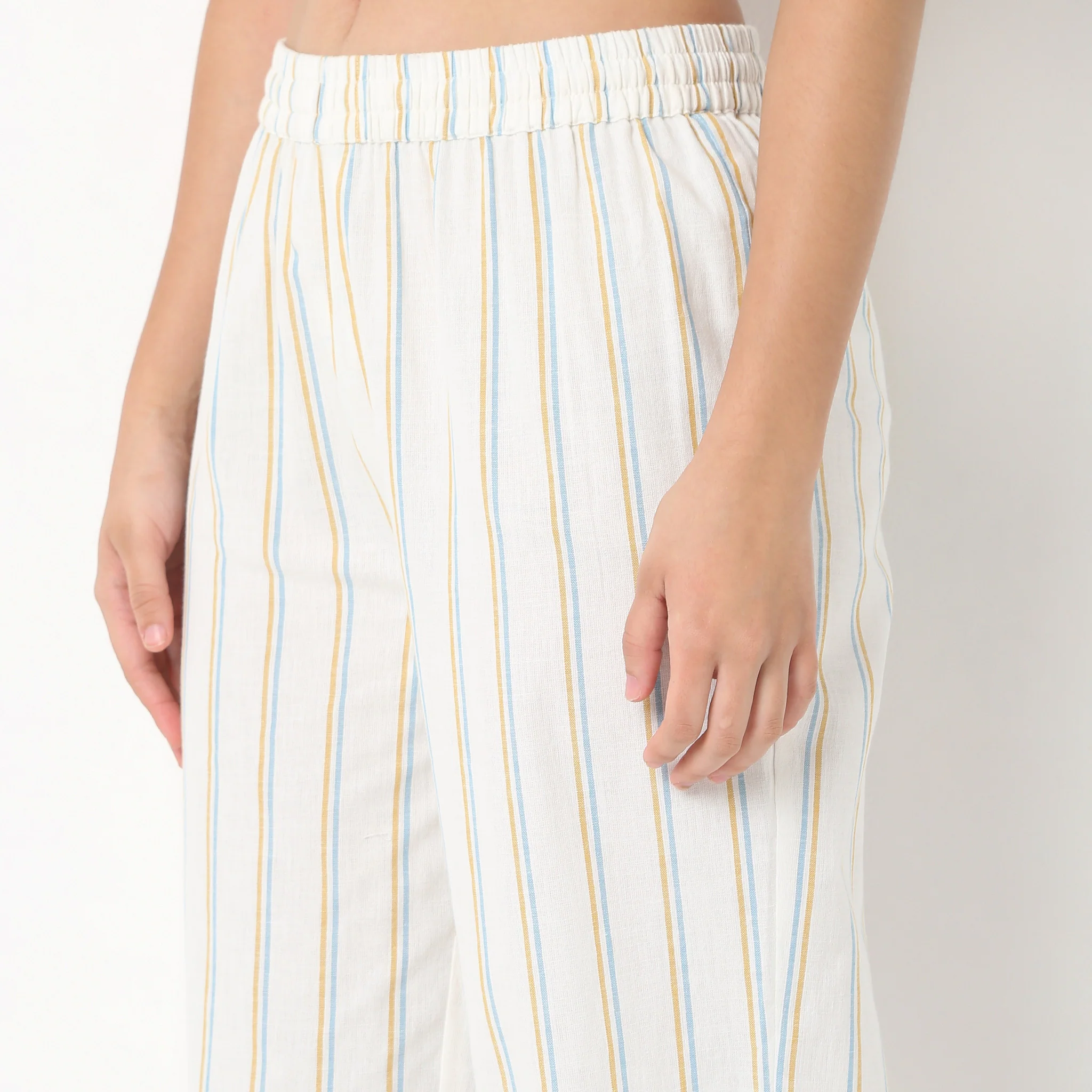 Striped Lapel Collar Kurta With Pant Set - Image 7