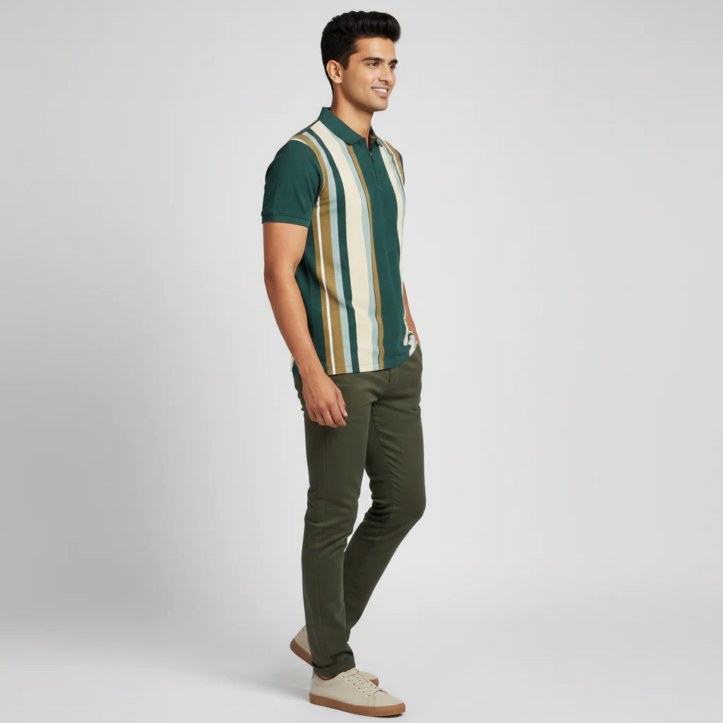Striped University Polo T-Shirt - Image 2