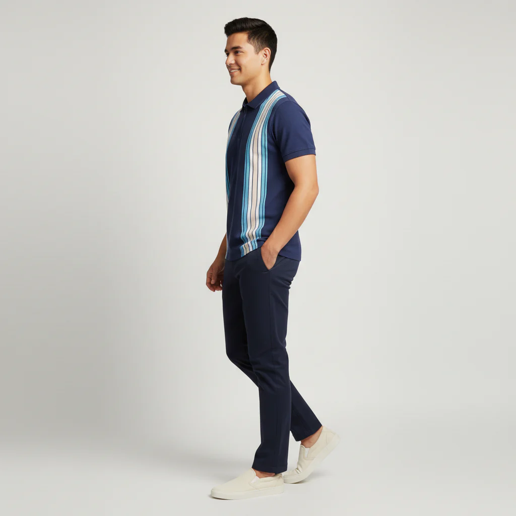 Striped University Polo T-Shirt - Image 2